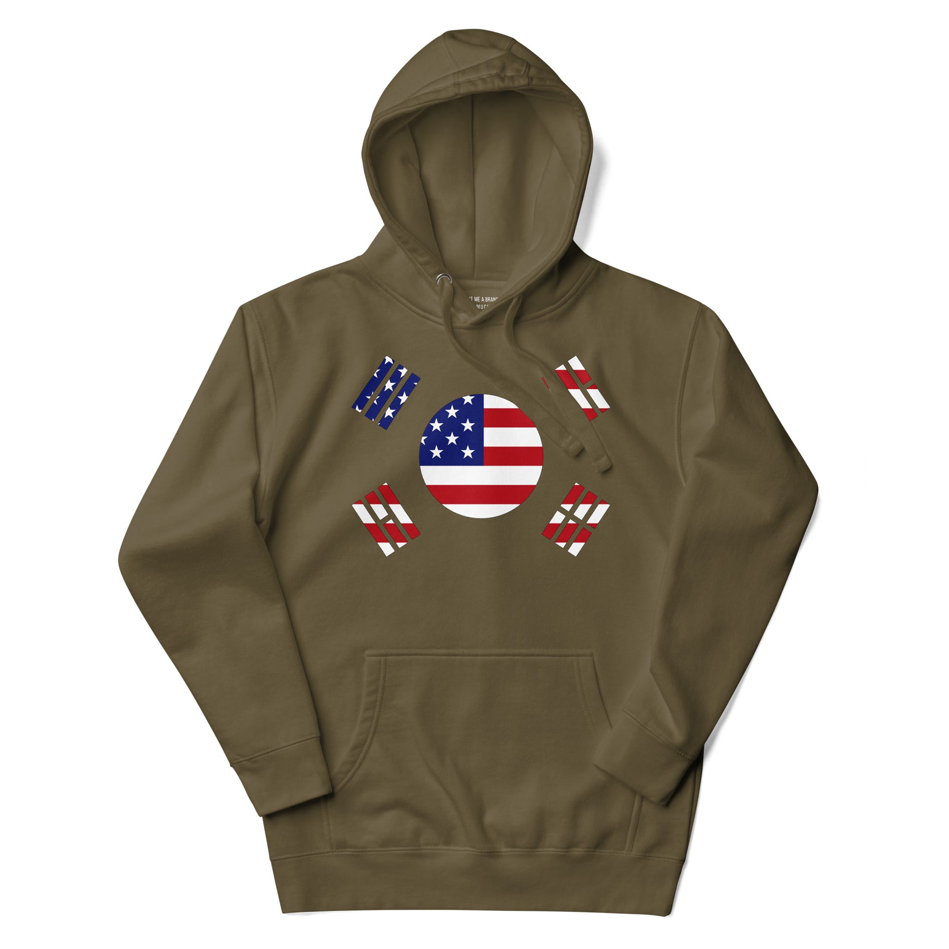 Korean American military green hoodie flat womens