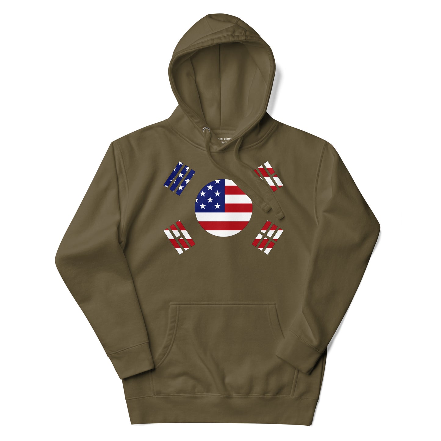 Korean American military green hoodie flat