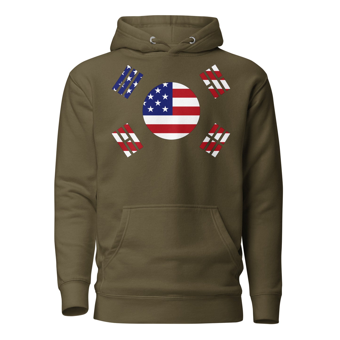 Korean American military green hoodie