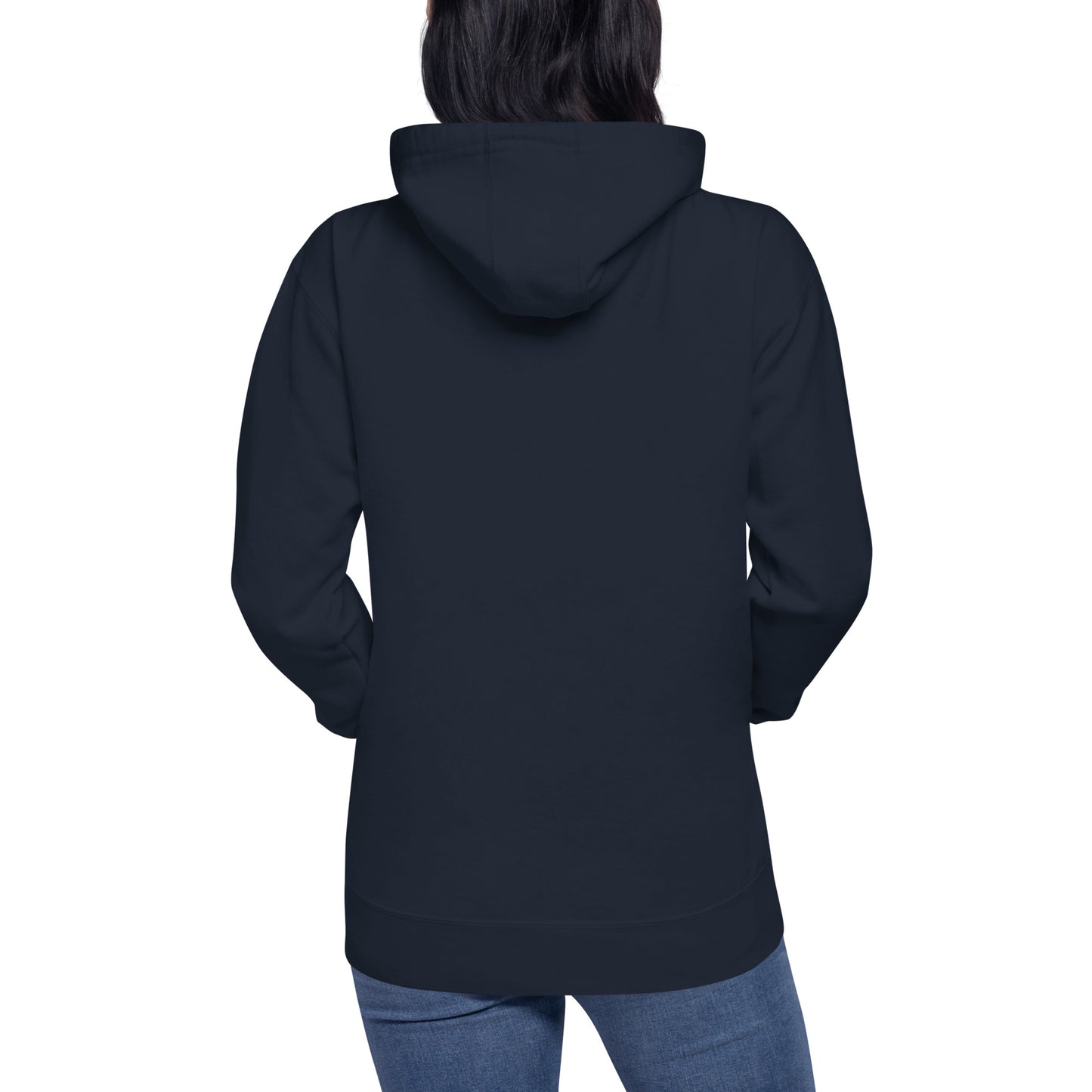 Korean American navy blue hoodie back womens