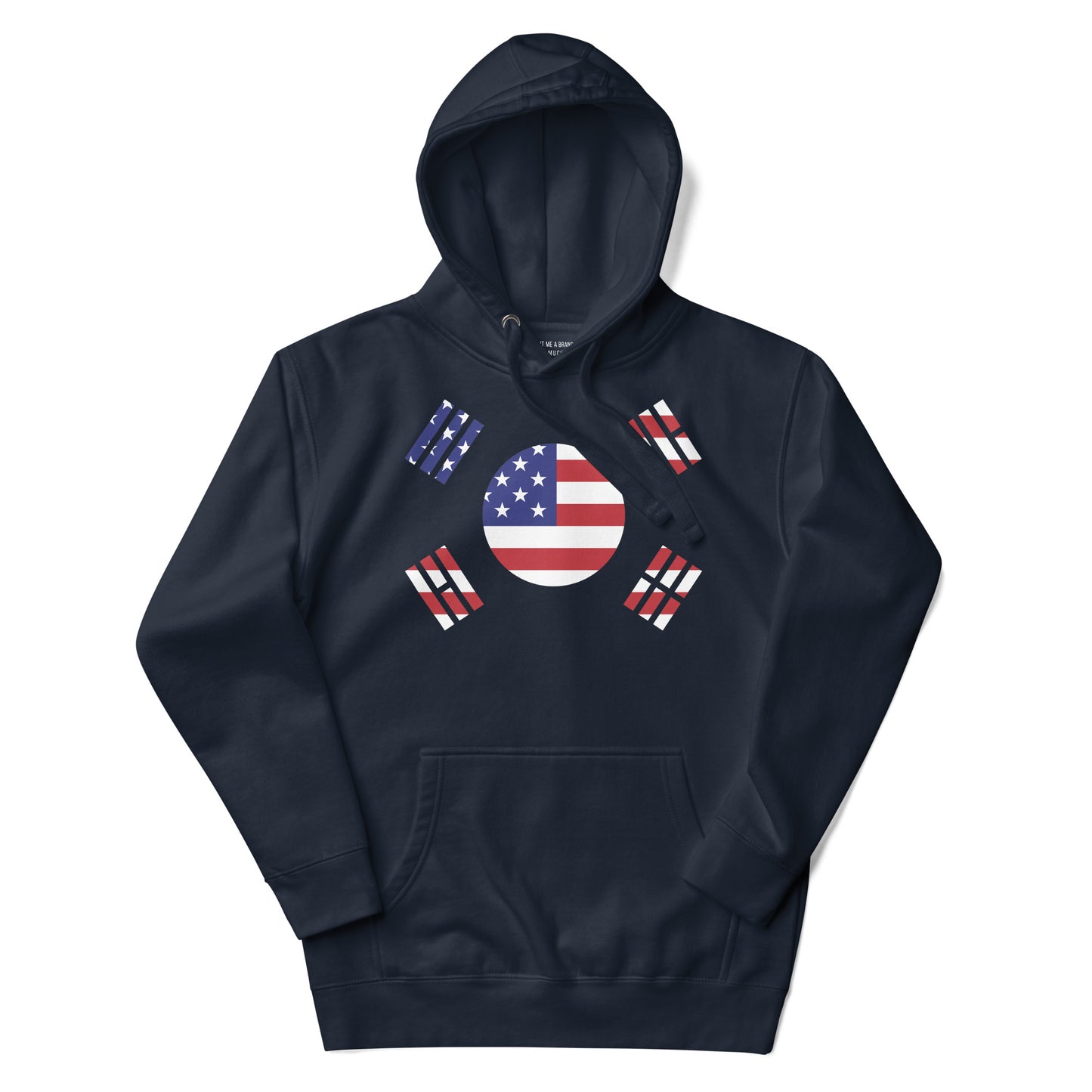 Korean American navy blue hoodie flat