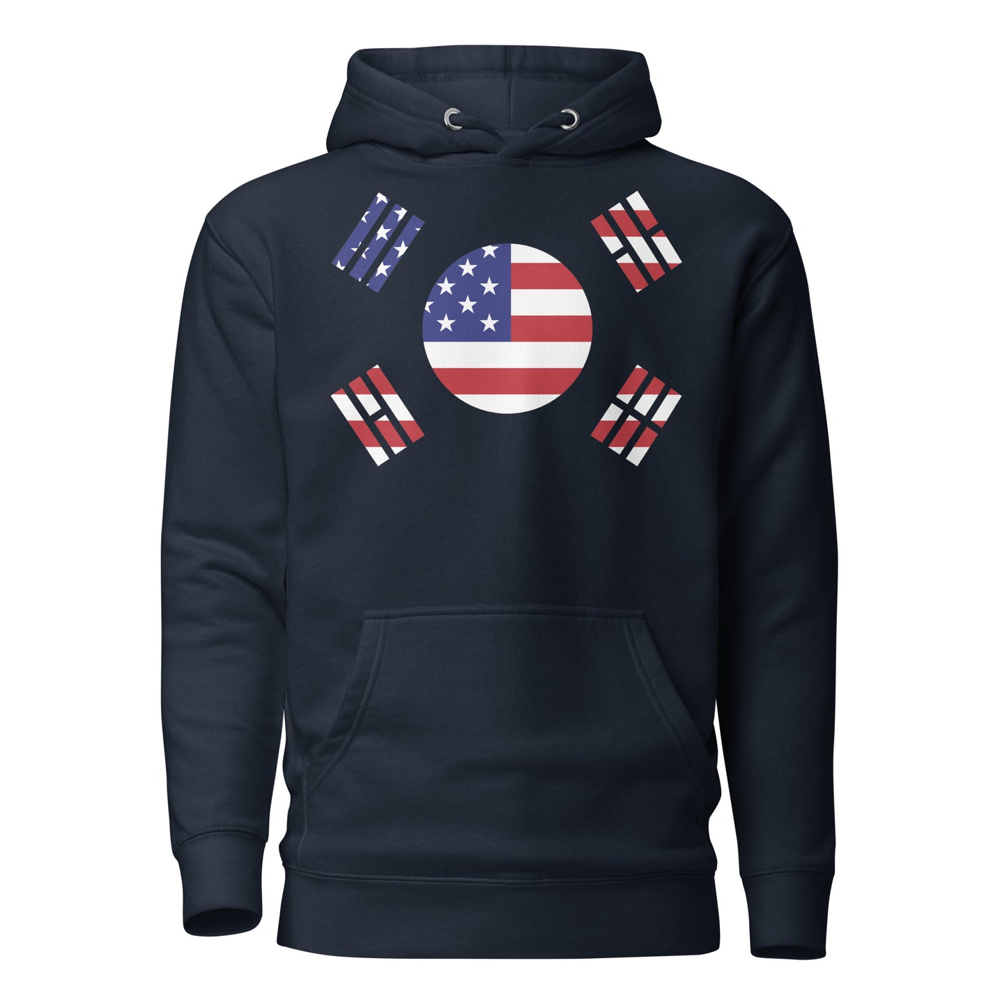 Korean American navy blue hoodie