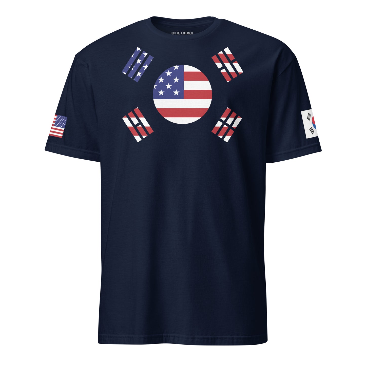 Korean American navy blue t-shirt stars forward design