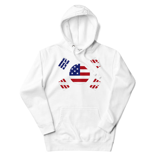 Korean American white hoodie flat