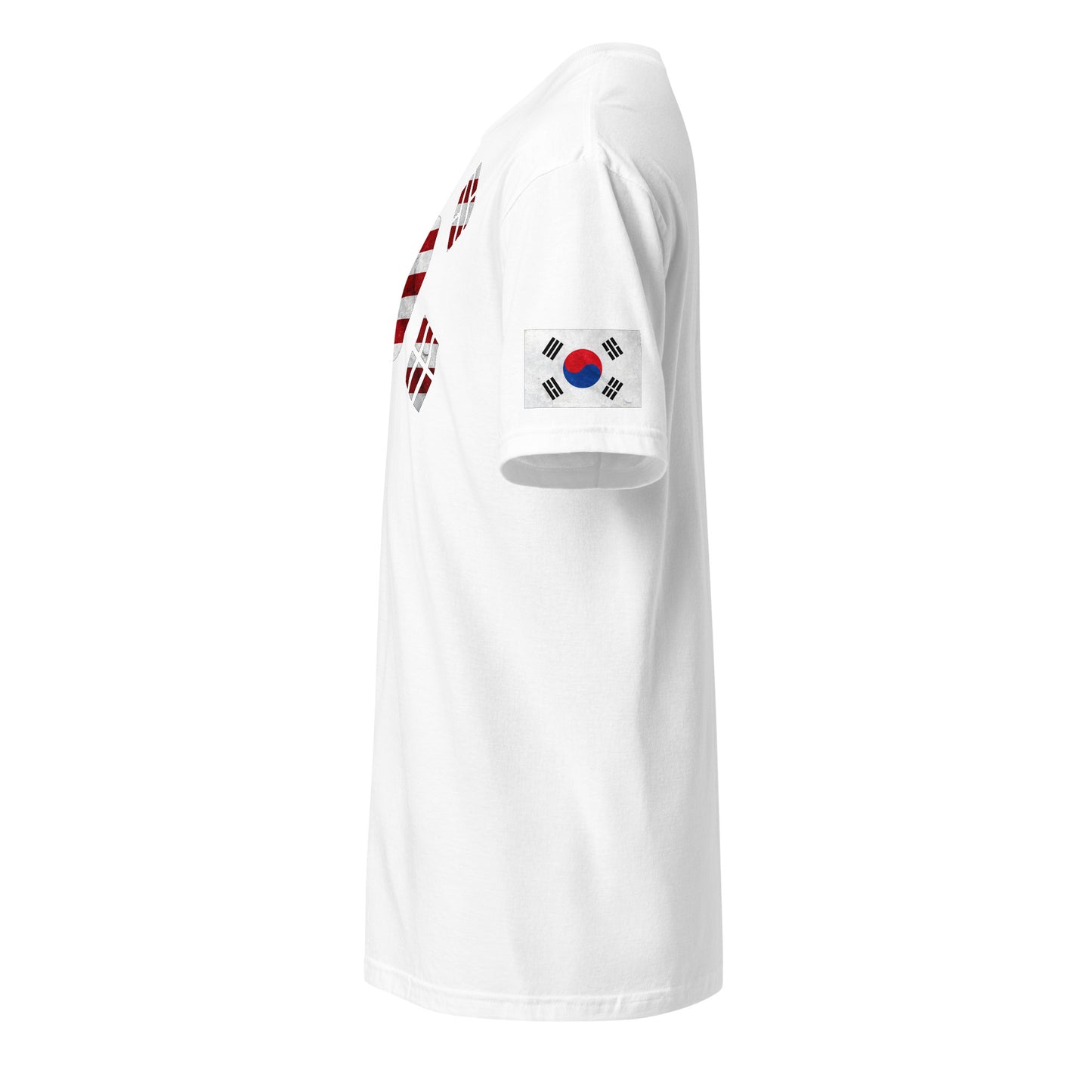 Korean American white t-shirt foundation series stars forward left sleeve Korean flag