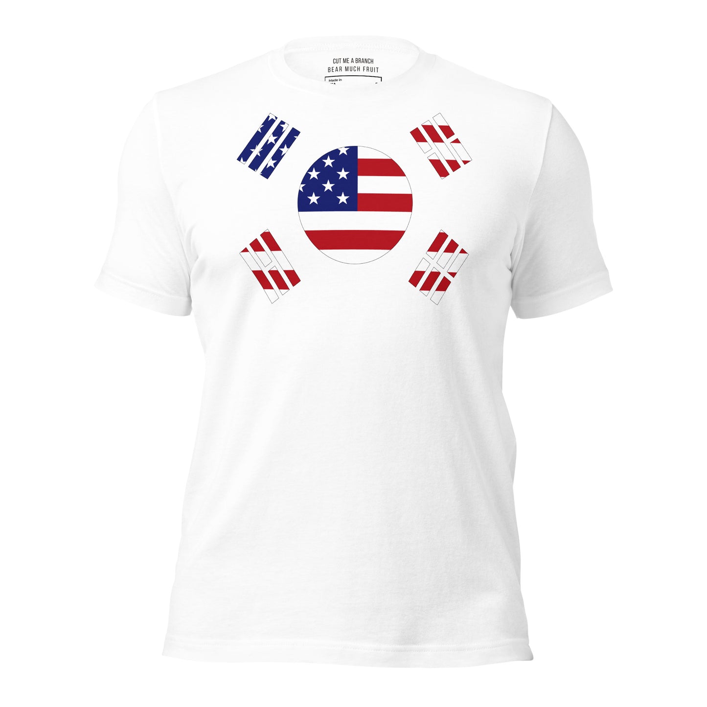 Korean American white t-shirt made in USA front