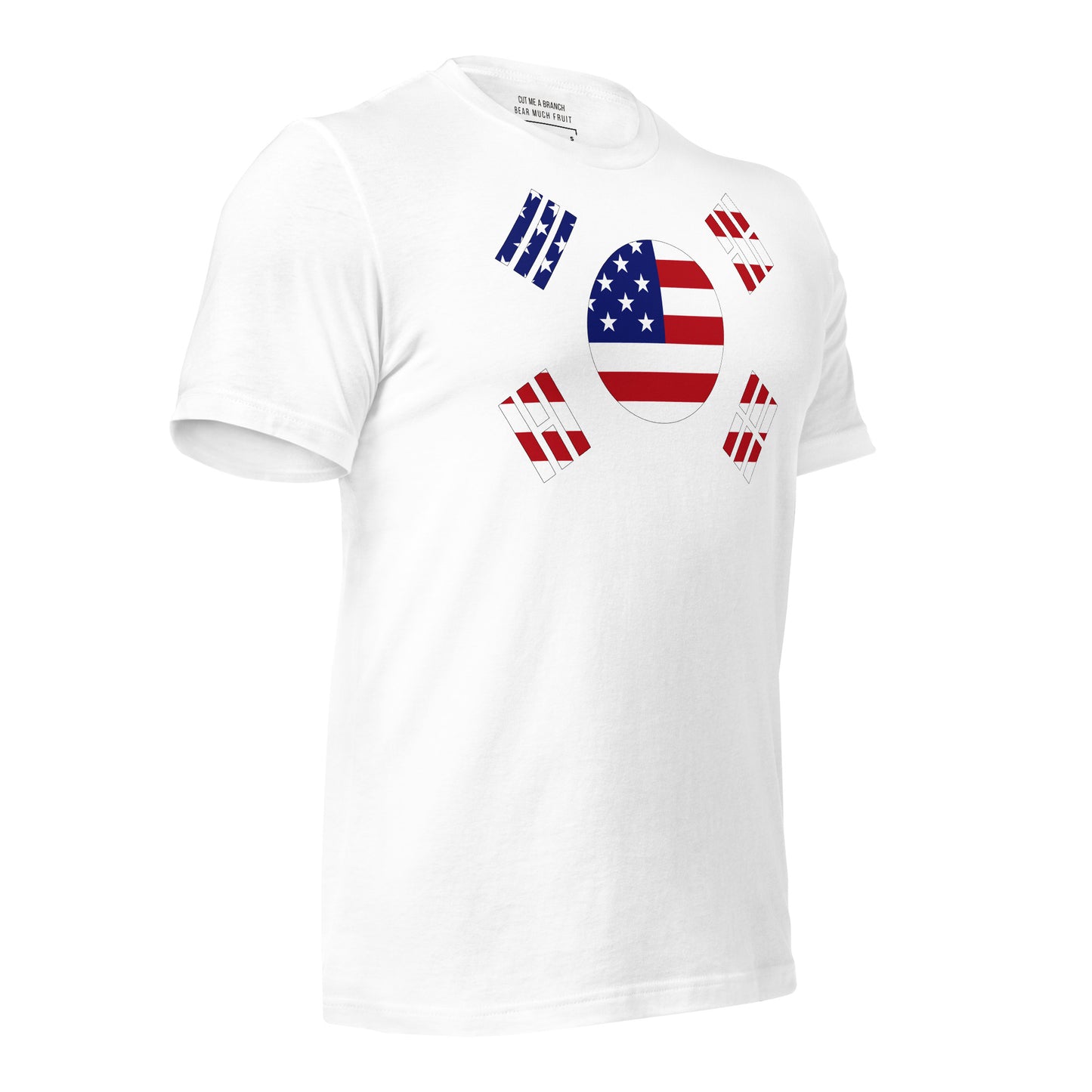 Korean American white t-shirt made in USA right front