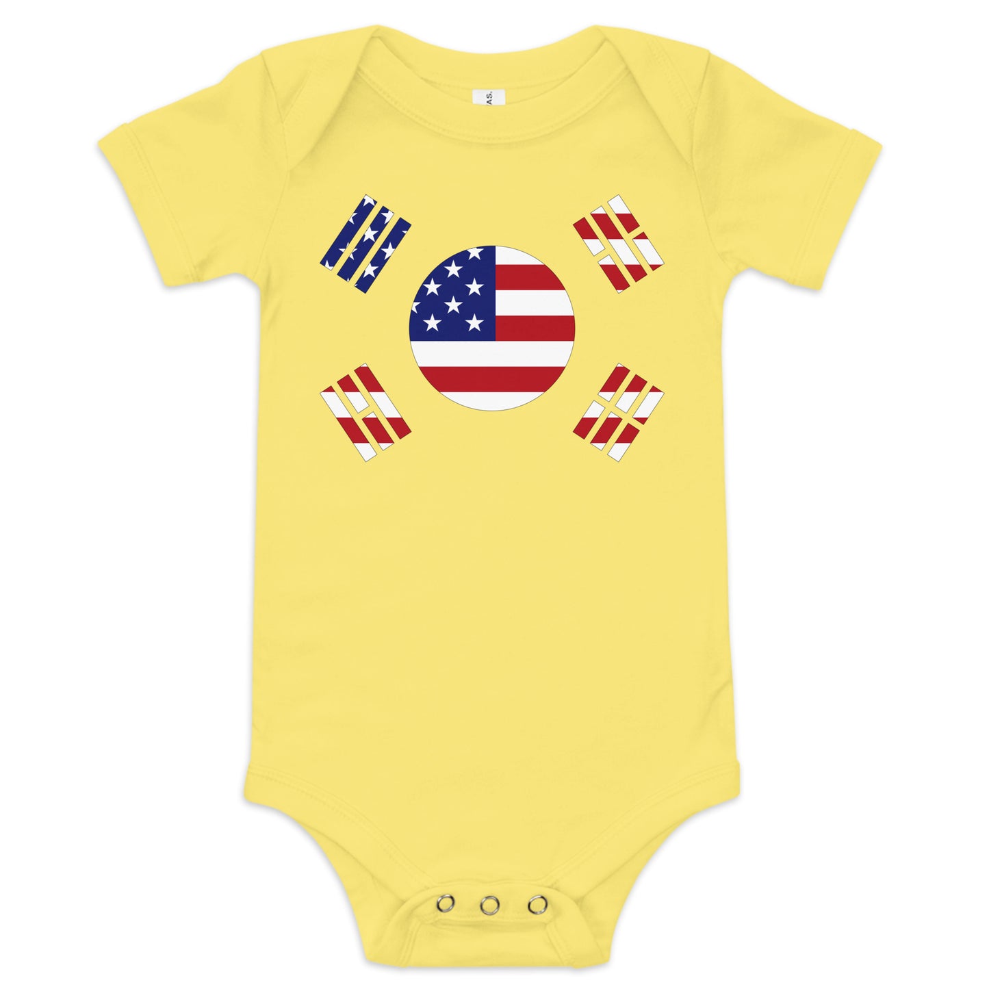 Korean American yellow baby bodysuit