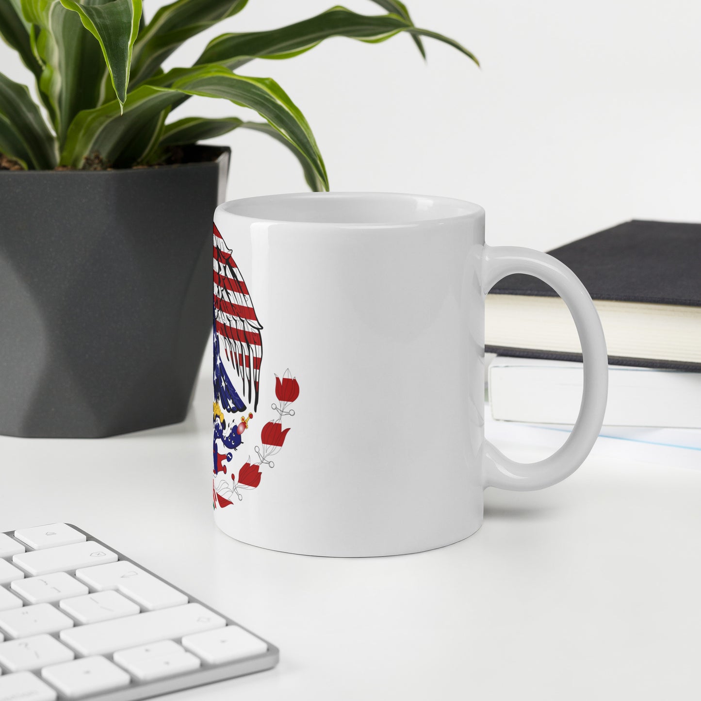 Mexican American 11oz white mug in office space