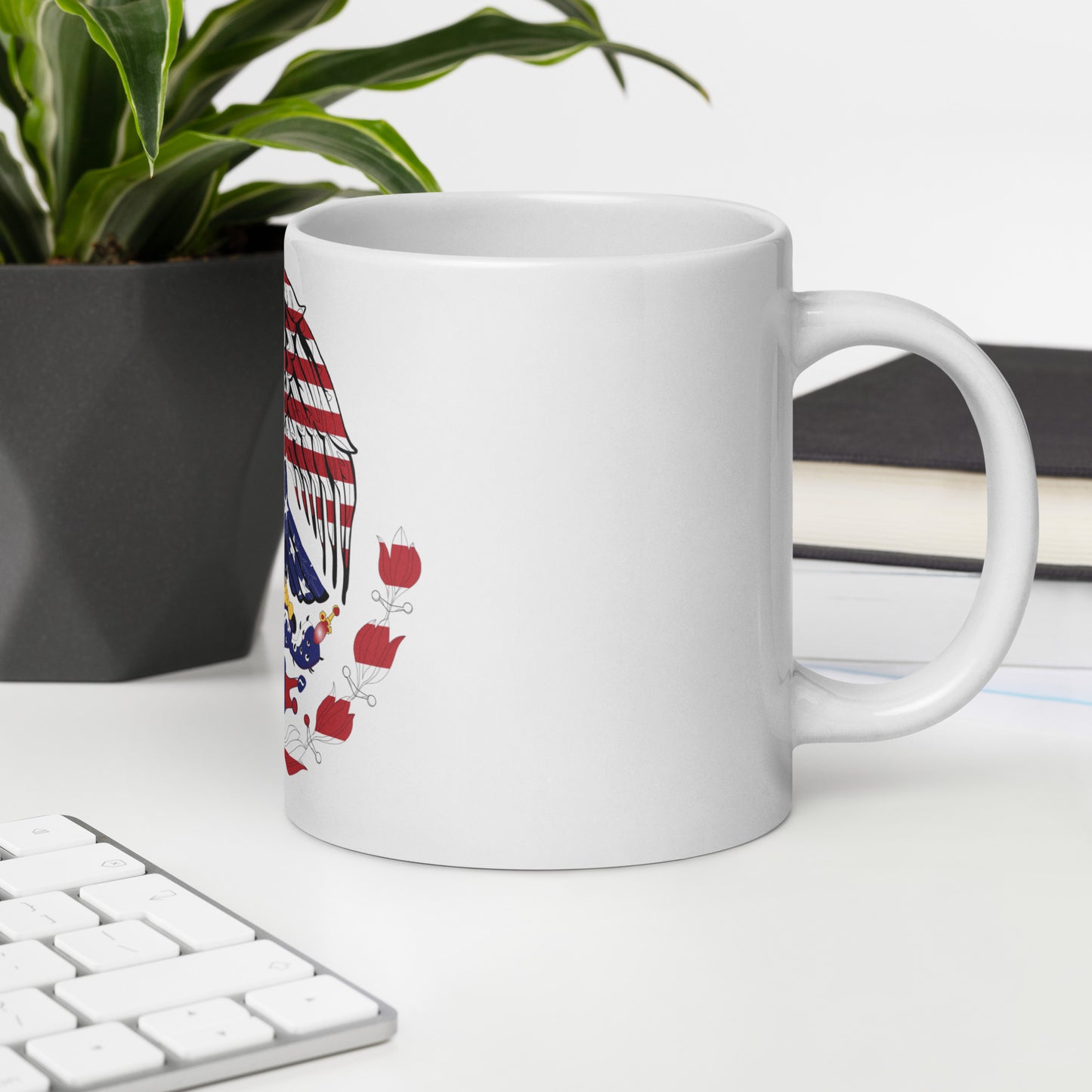 Mexican American 20oz white mug in office space