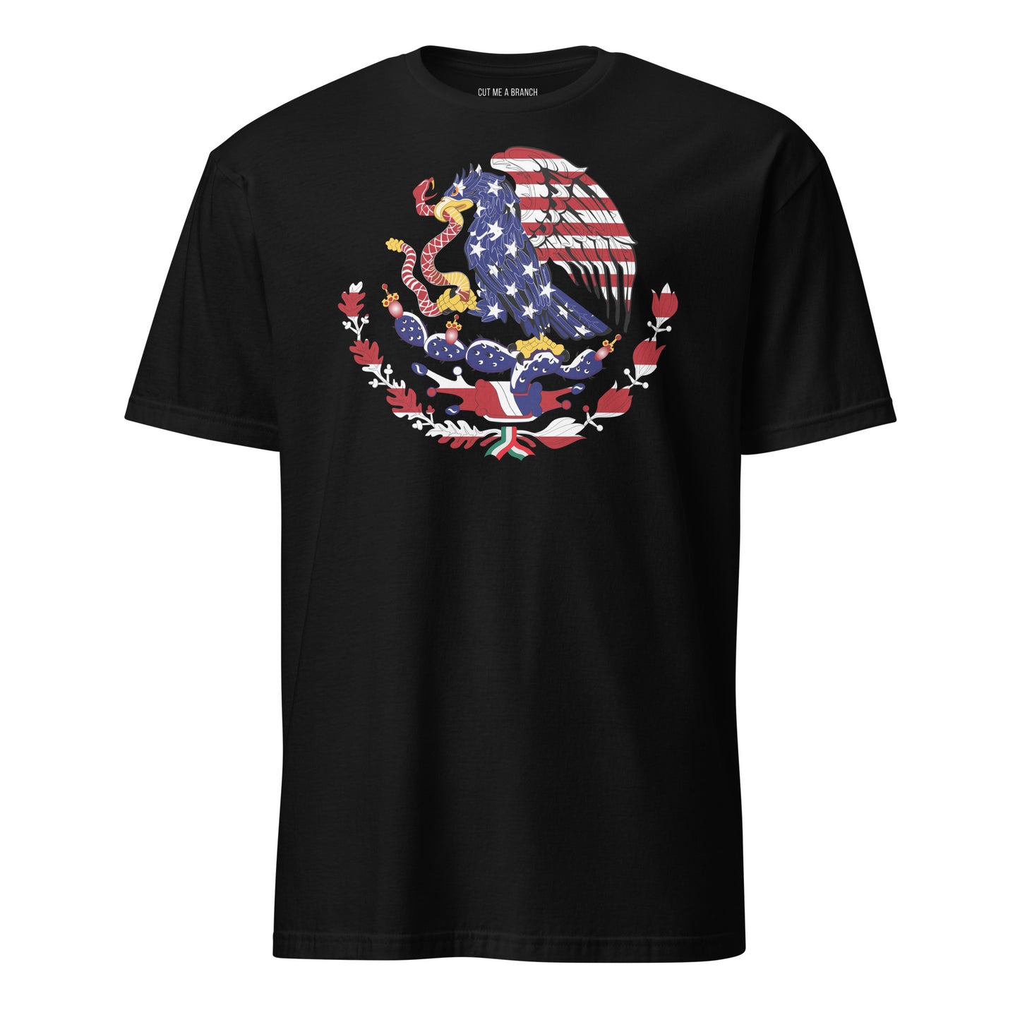 Mexican American black t-shirt eagles wings design