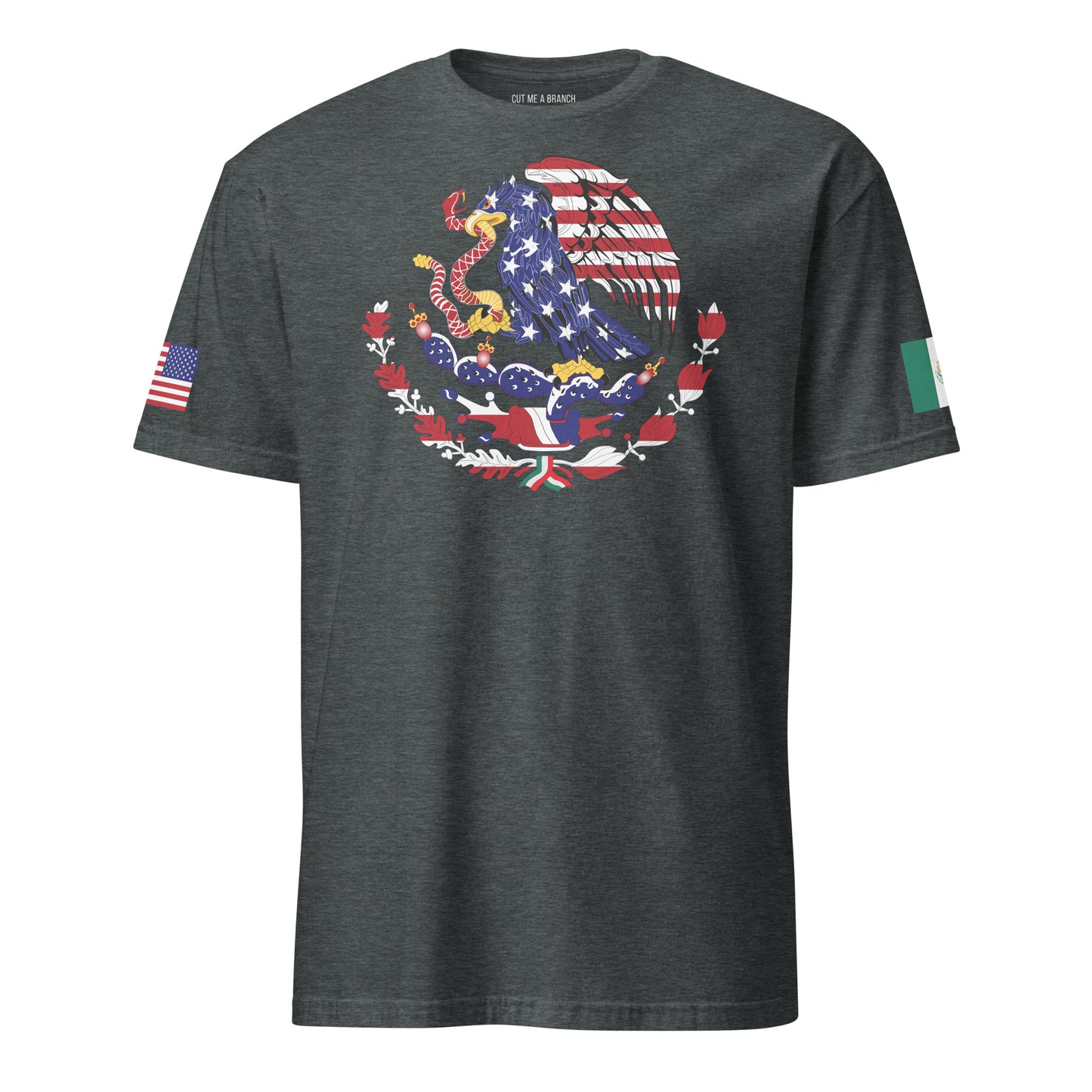 Mexican American dark grey heather t-shirt eagles wings design stars forward