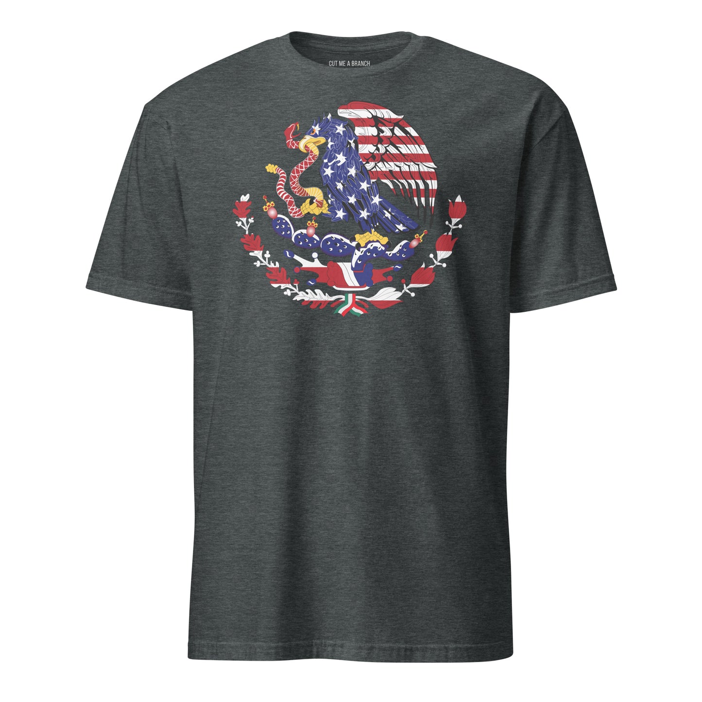 Mexican American dark grey heather t-shirt eagles wings design