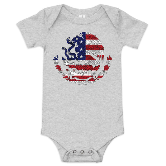 Mexican American light grey heather baby bodysuit