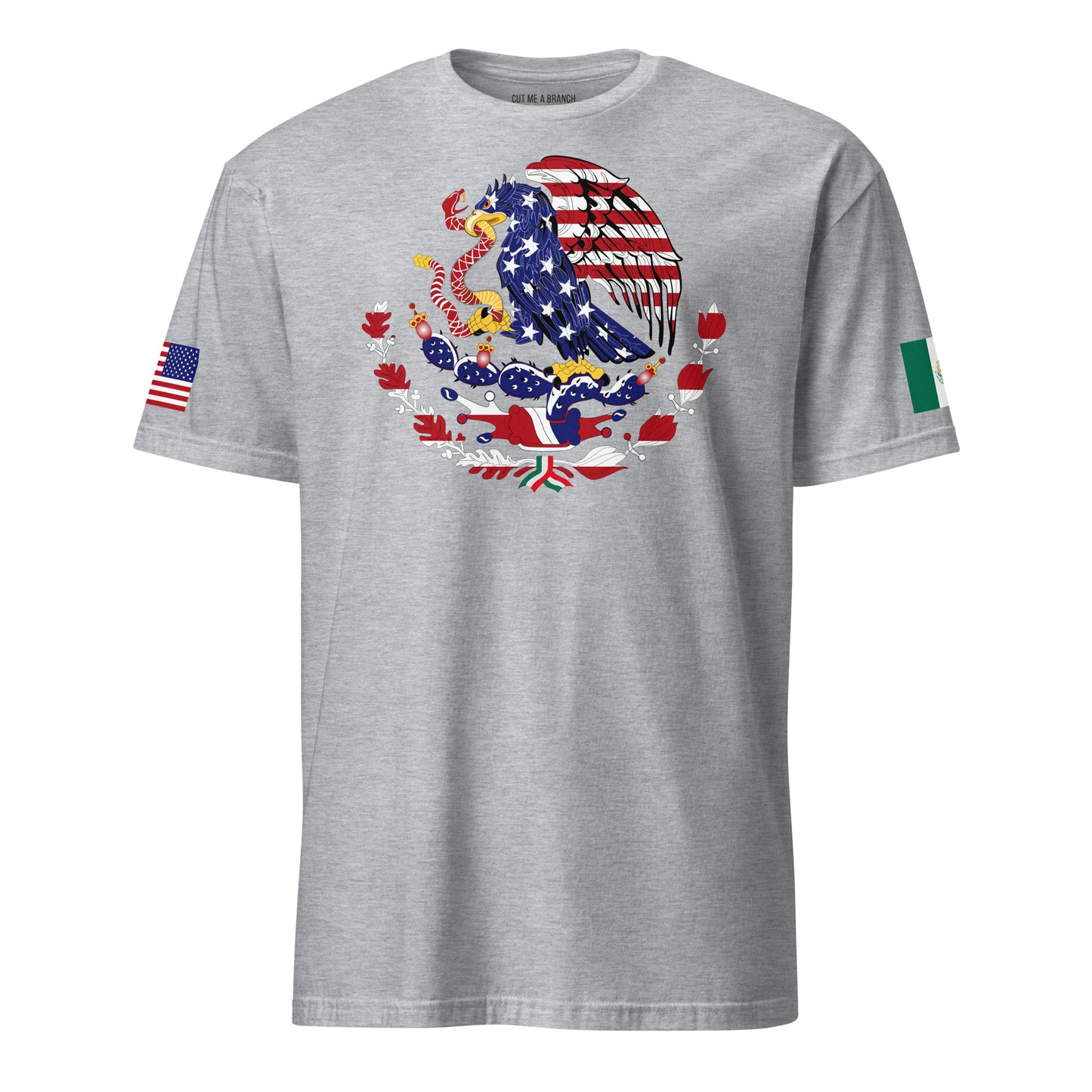 Mexican American light grey t-shirt eagles wings design stars forward