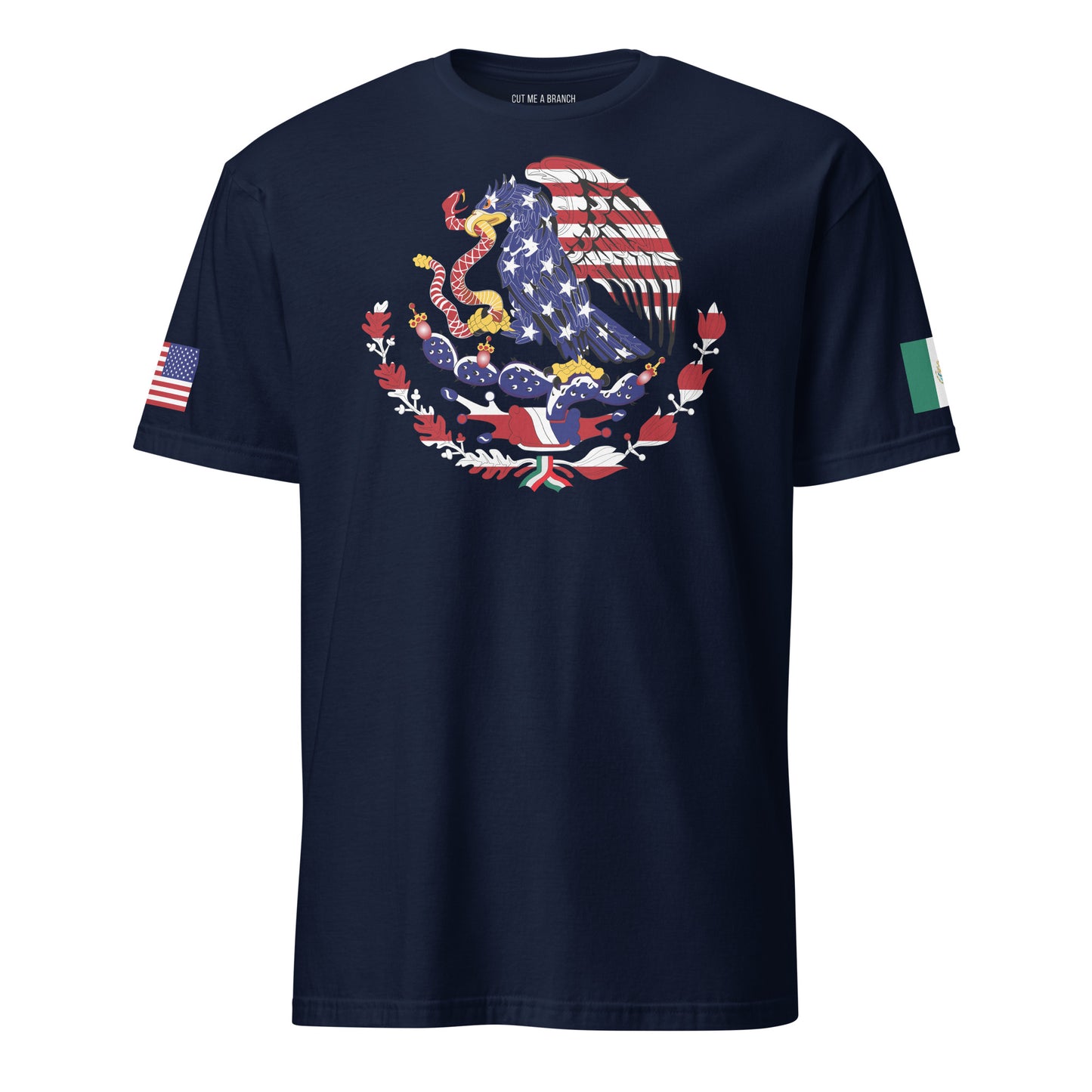 Mexican American navy blue t-shirt eagles wings design stars forward