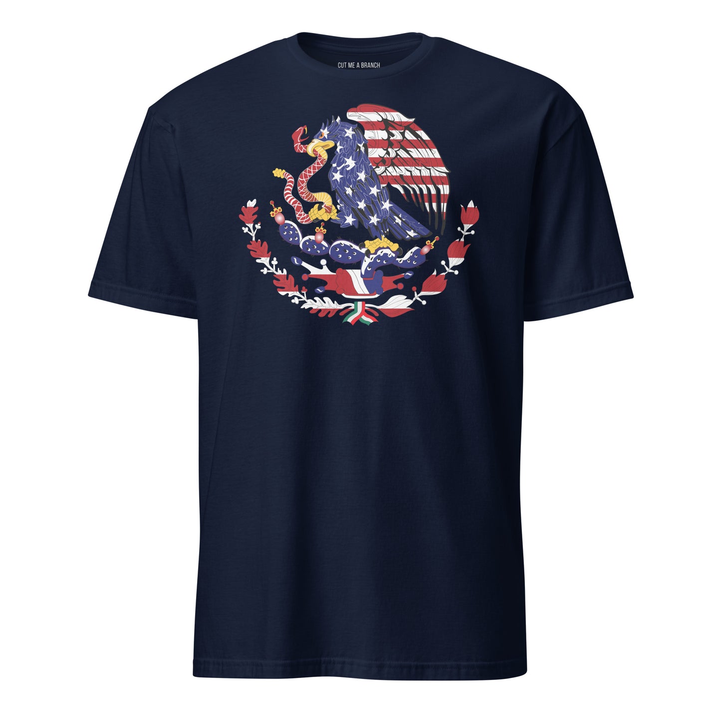 Mexican American navy blue t-shirt eagles wings design