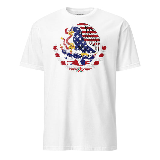 Mexican American white t-shirt eagles wings design