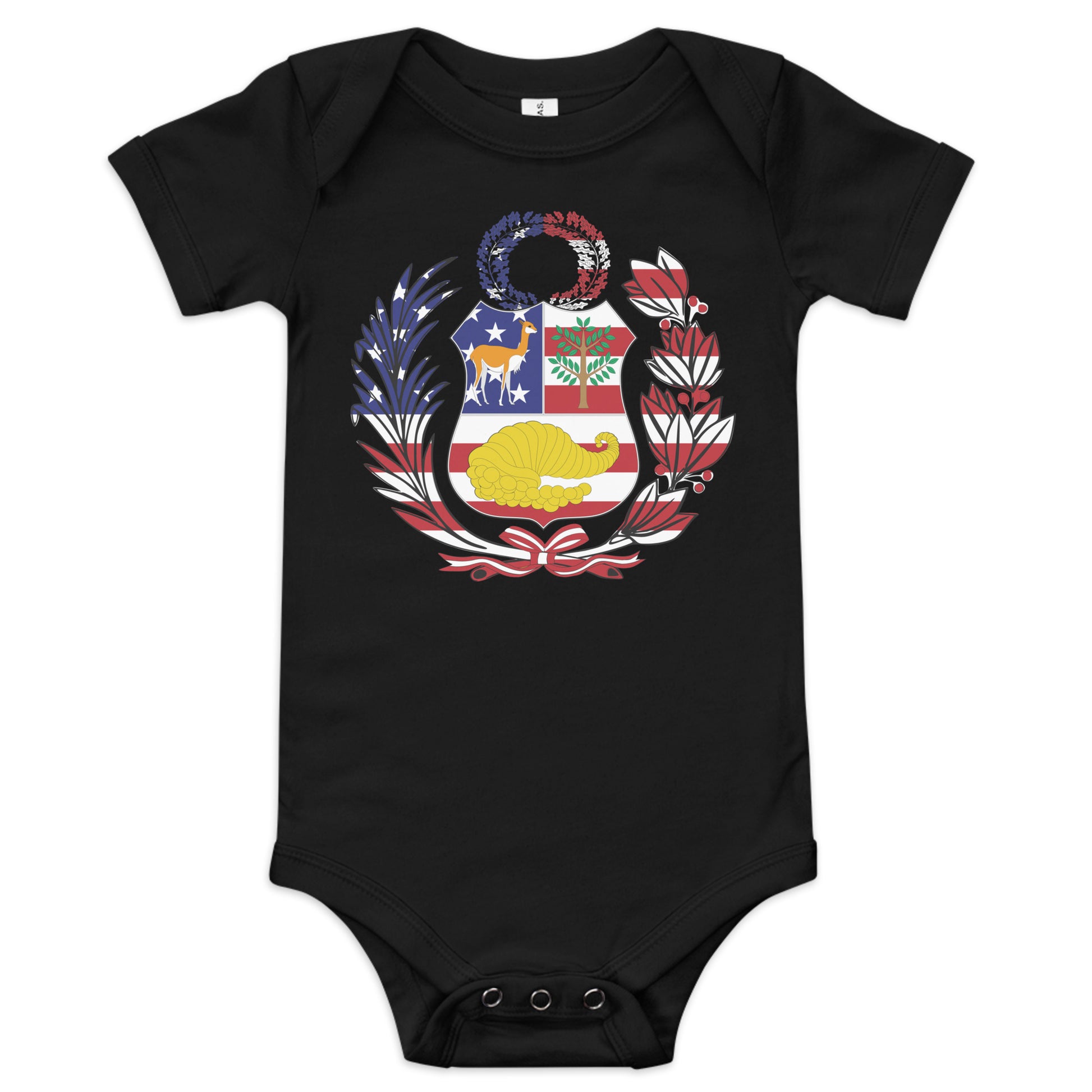 Peruvian American black baby bodysuit