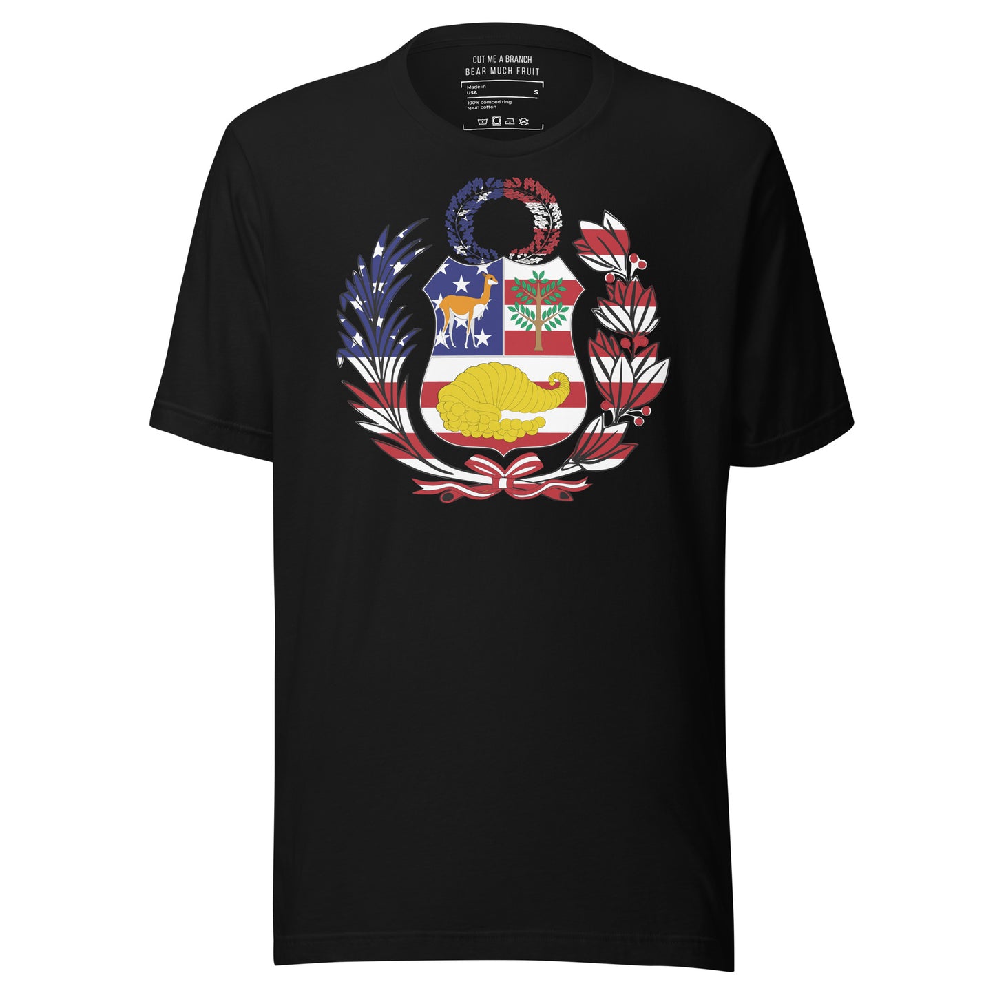 Peruvian American black t-shirt made in USA