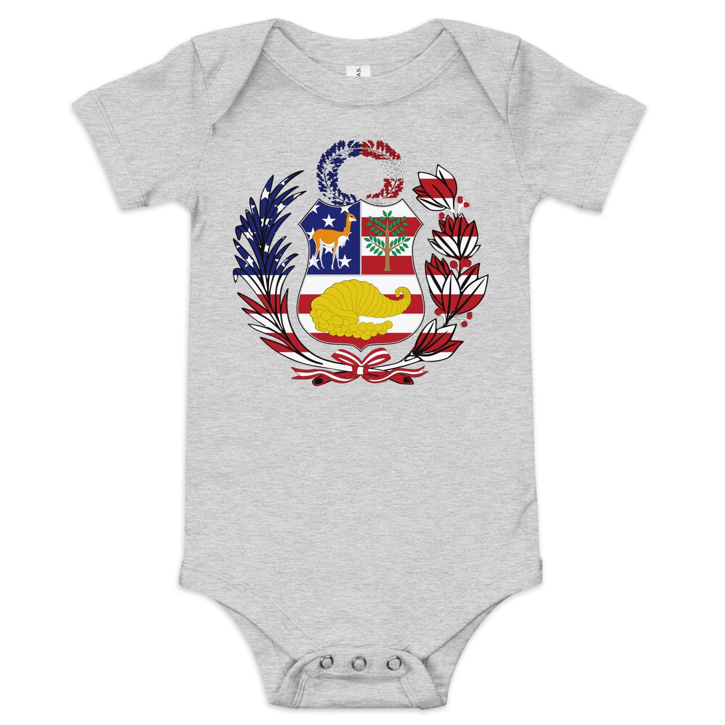 Peruvian American light grey heather baby bodysuit