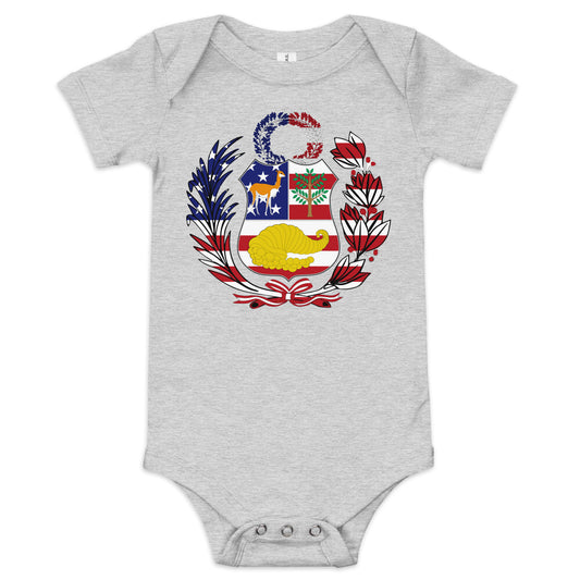 Peruvian American light grey heather baby bodysuit