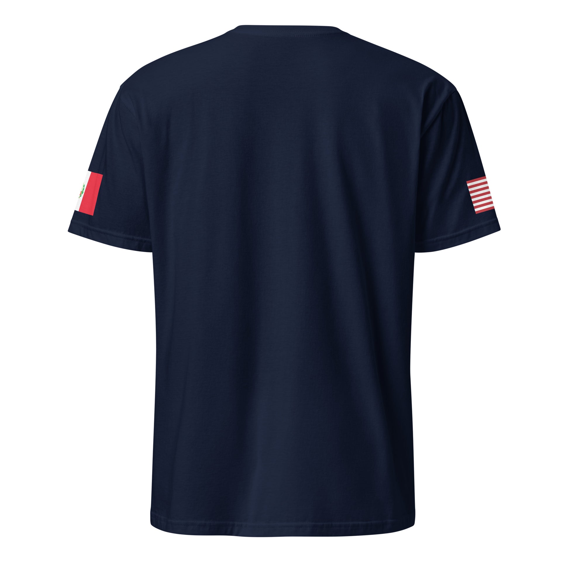 Peruvian American navy blue t-shirt rwb design stars forward back