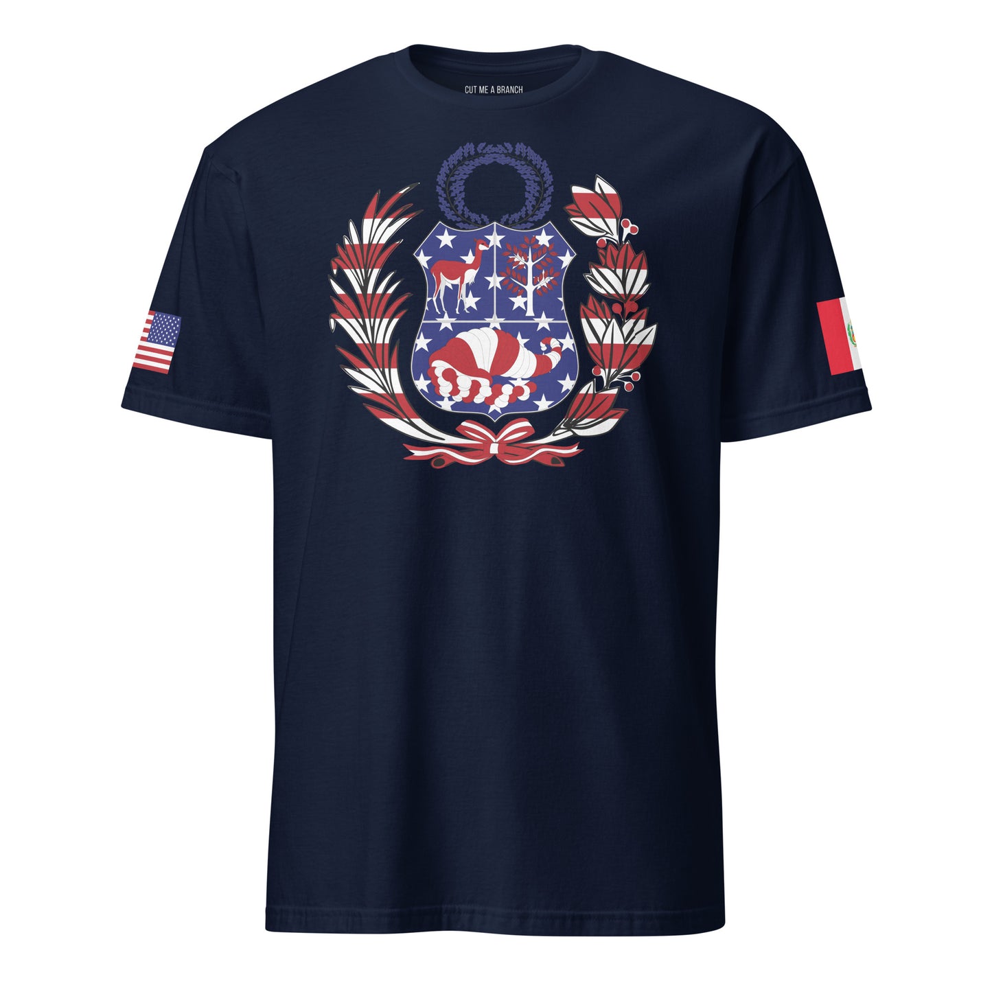 Peruvian American navy blue t-shirt stars forward