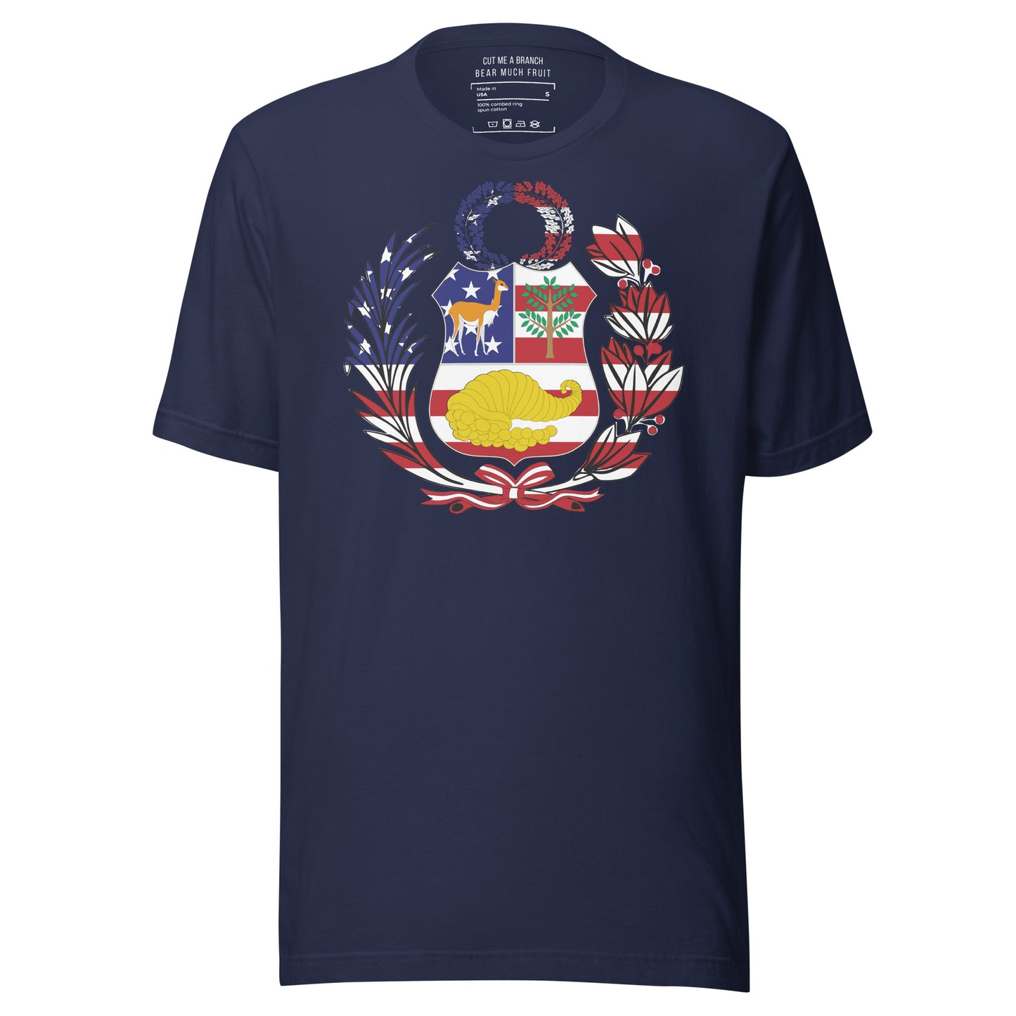 Peruvian American navy blue t-shirt made in USA