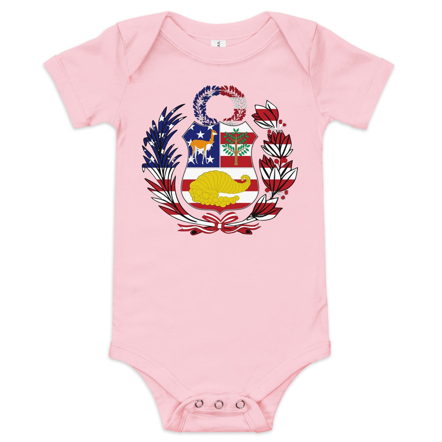 Peruvian American pink baby bodysuit