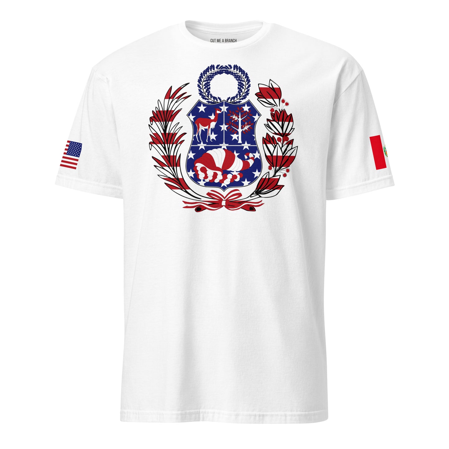 Peruvian American white t-shirt stars forward