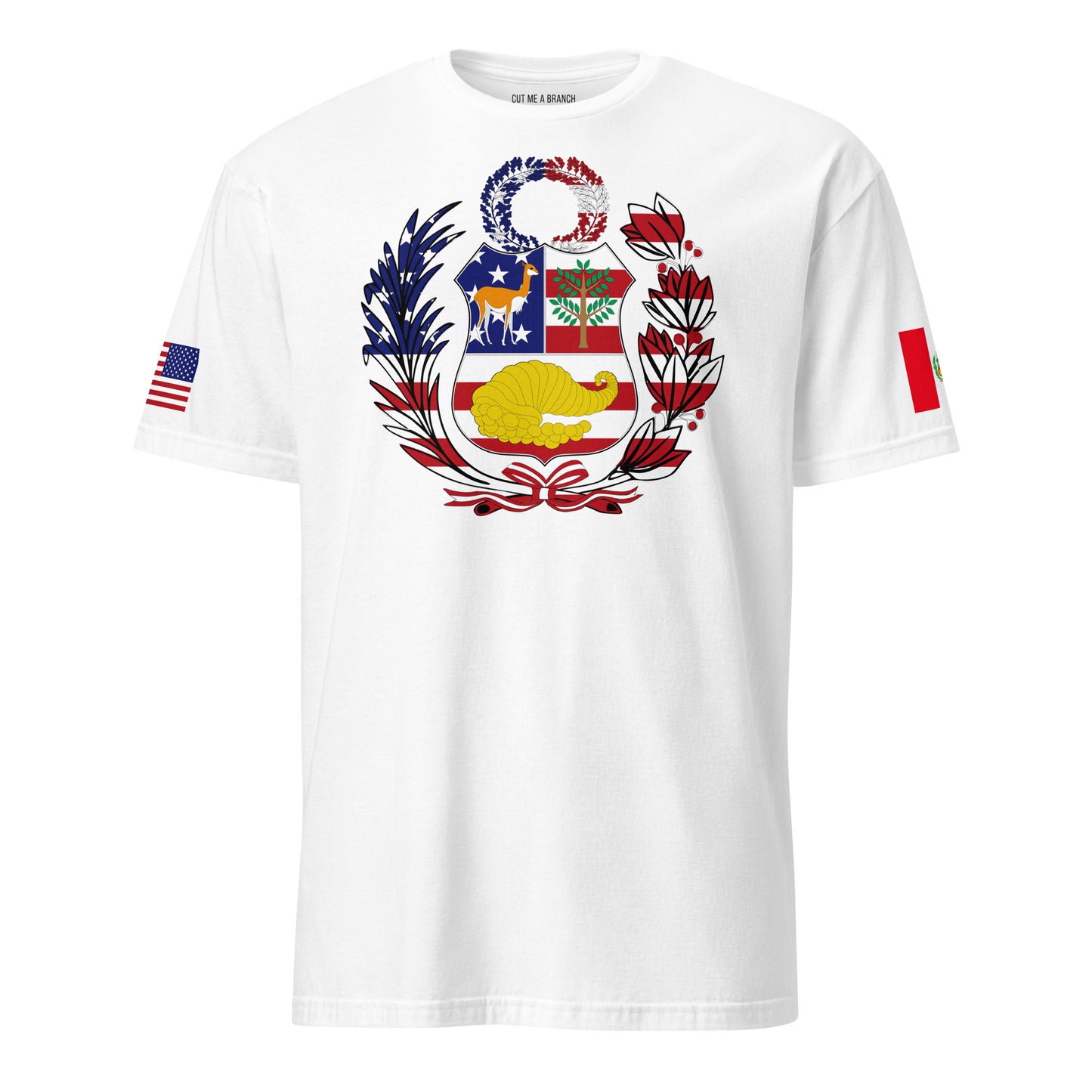 Peruvian American white t-shirt stars forward