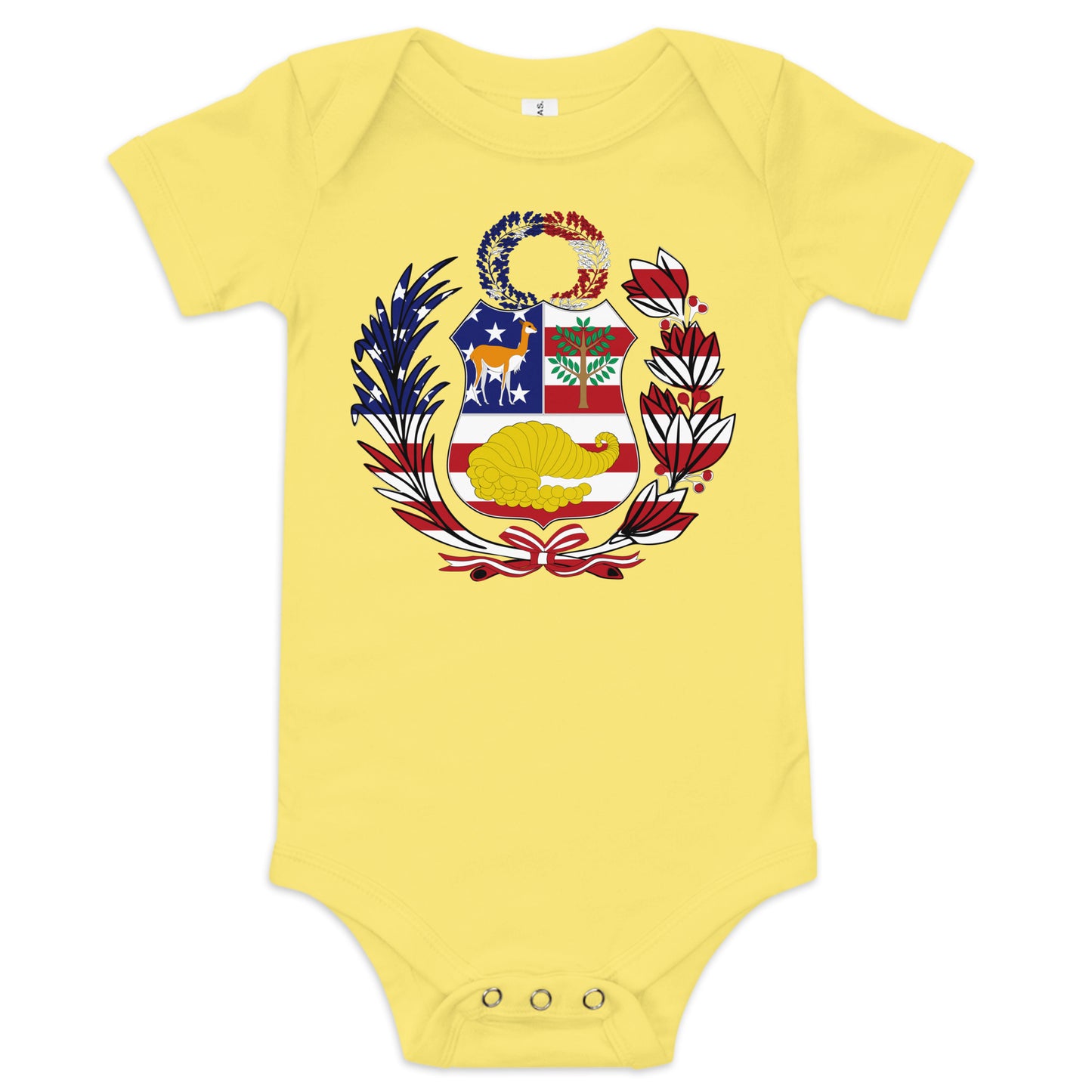 Peruvian American yellow baby bodysuit