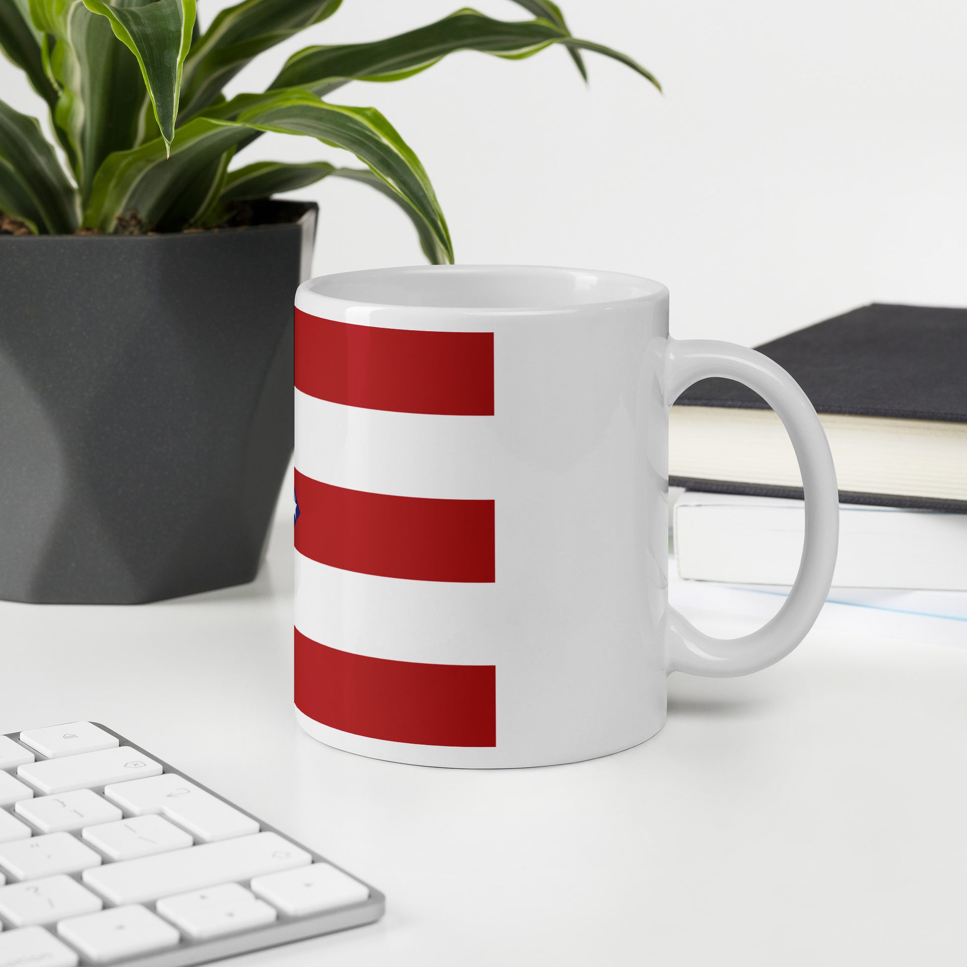 Puerto Rican American 11oz white mug in office space