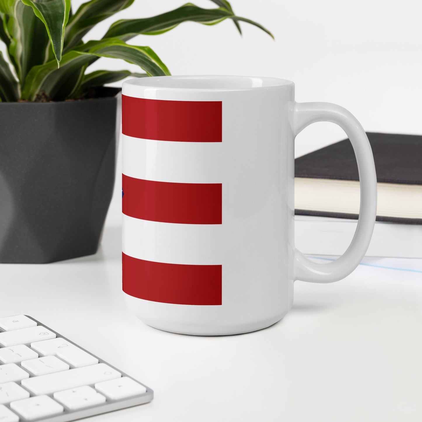 Puerto Rican American 15oz white mug in office space