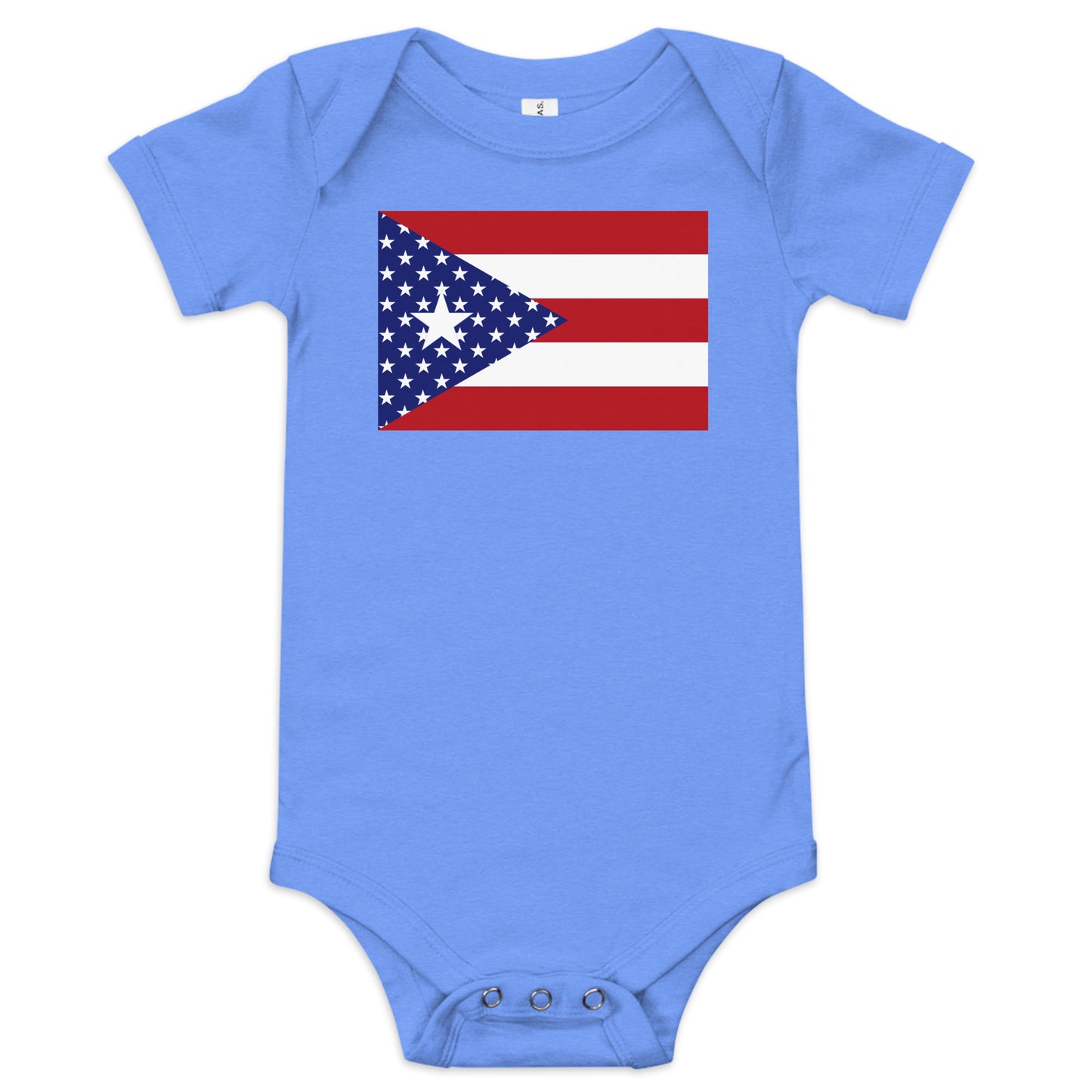 Puerto Rican American light blue heather baby bodysuit