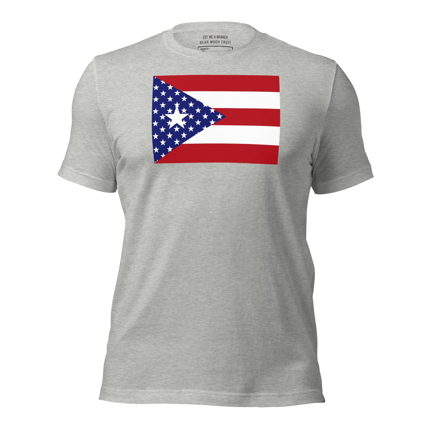 Puerto Rican American light grey heather t-shirt made in USA front