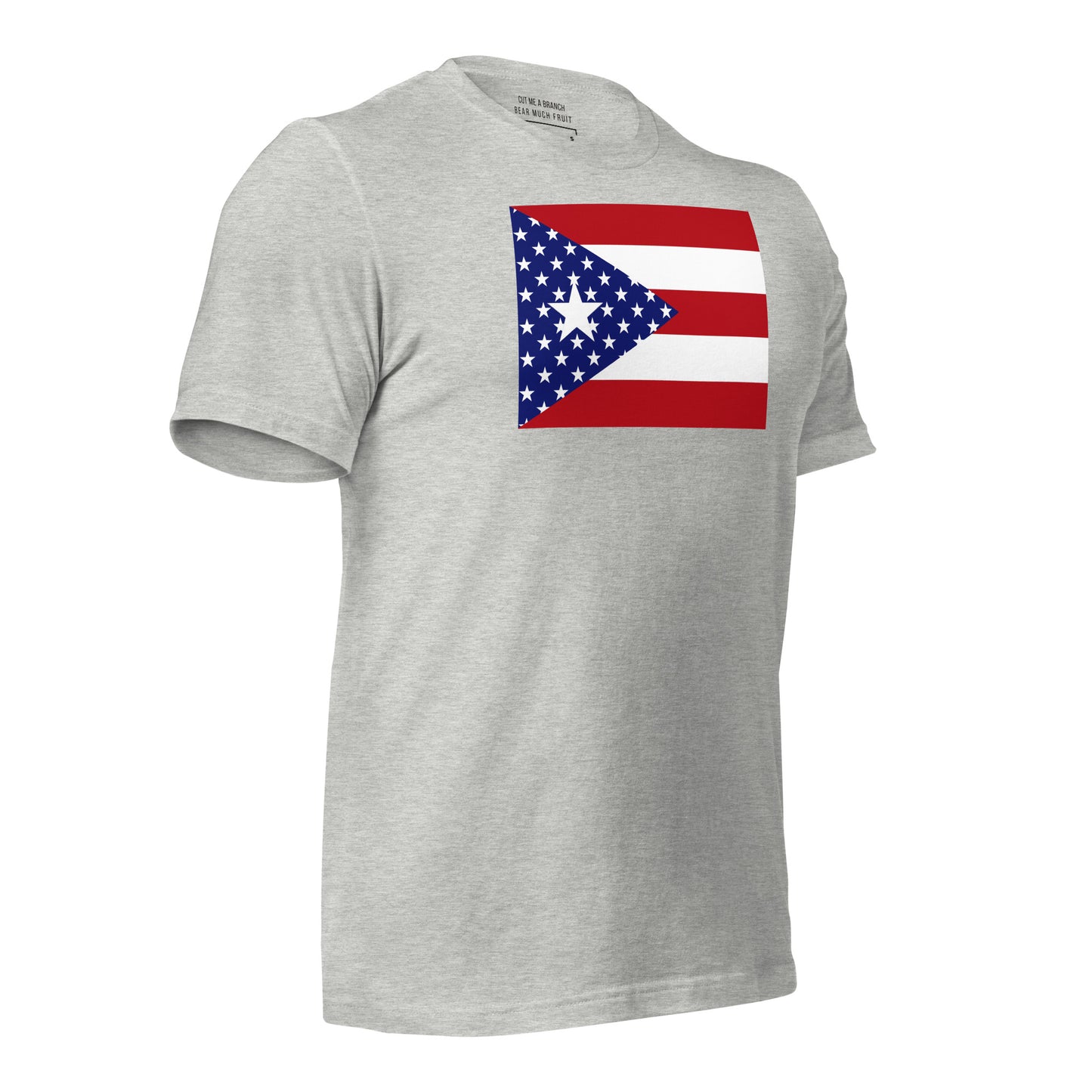 Puerto Rican American light grey heather t-shirt made in USA right front