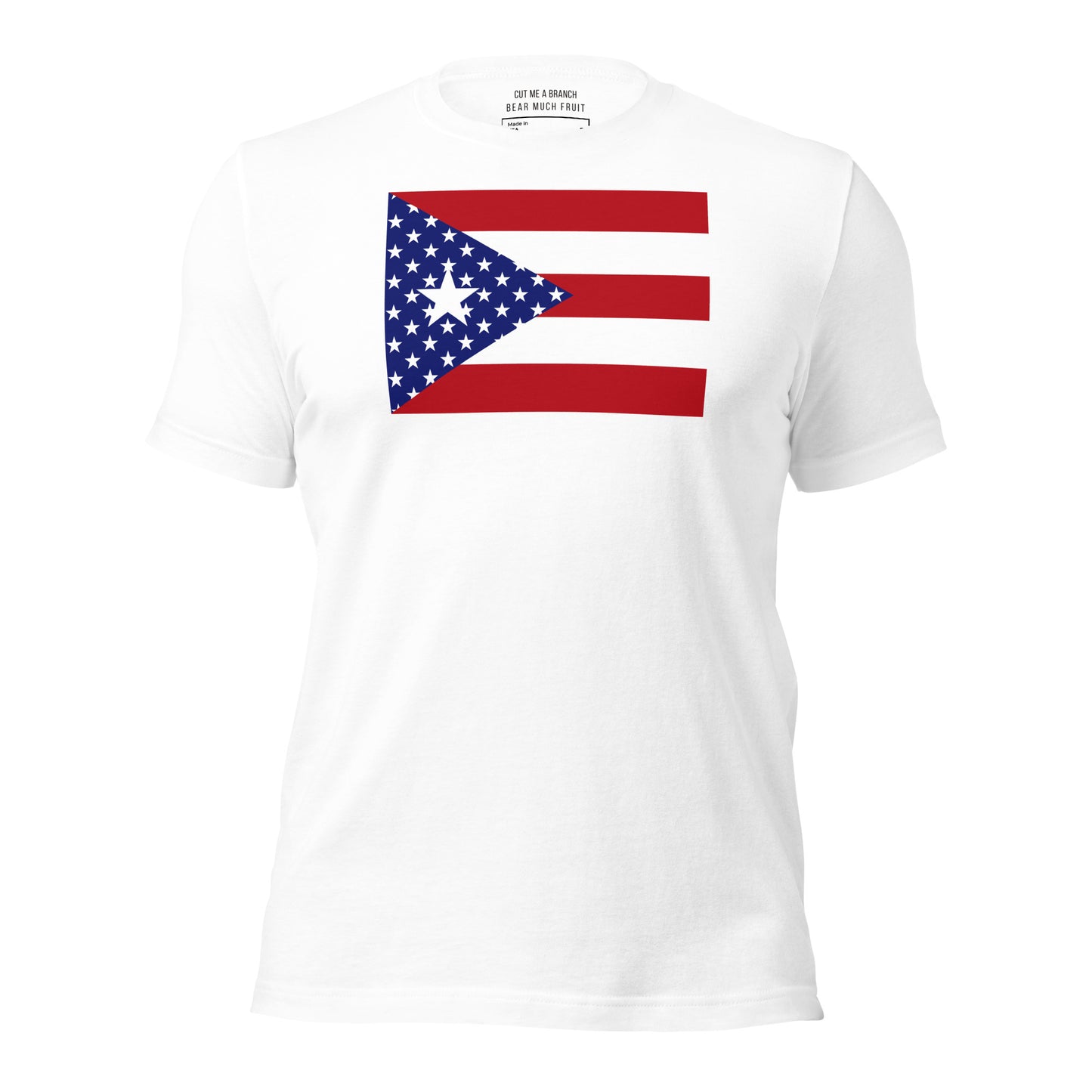 Puerto Rican American white t-shirt made in USA front