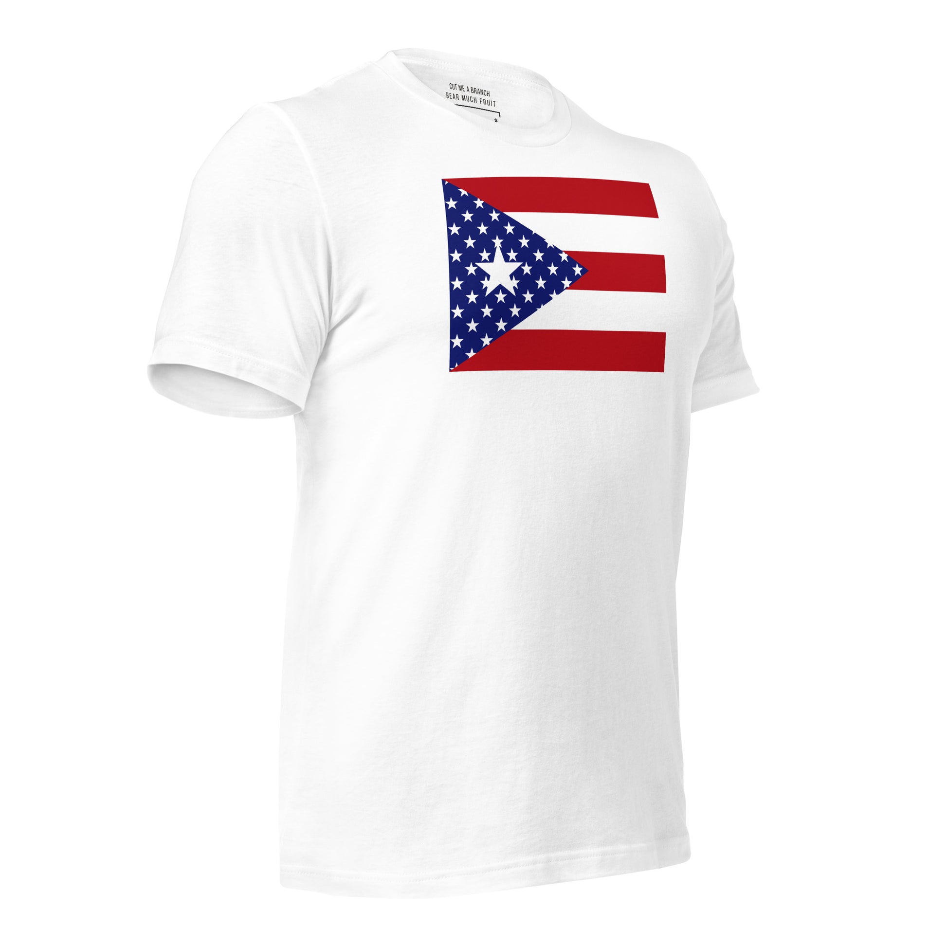 Puerto Rican American white t-shirt made in USA right front