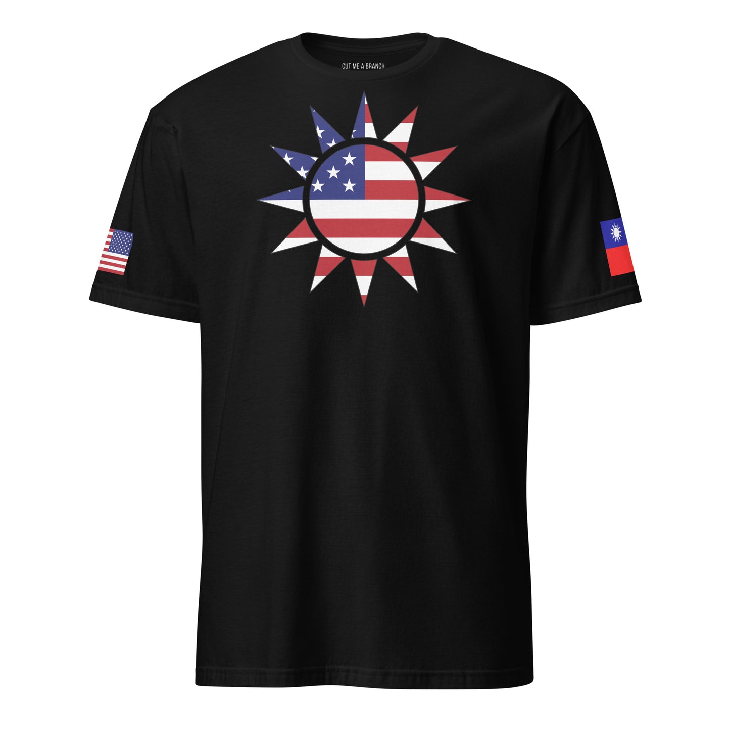 Taiwanese American black t-shirt stars forward