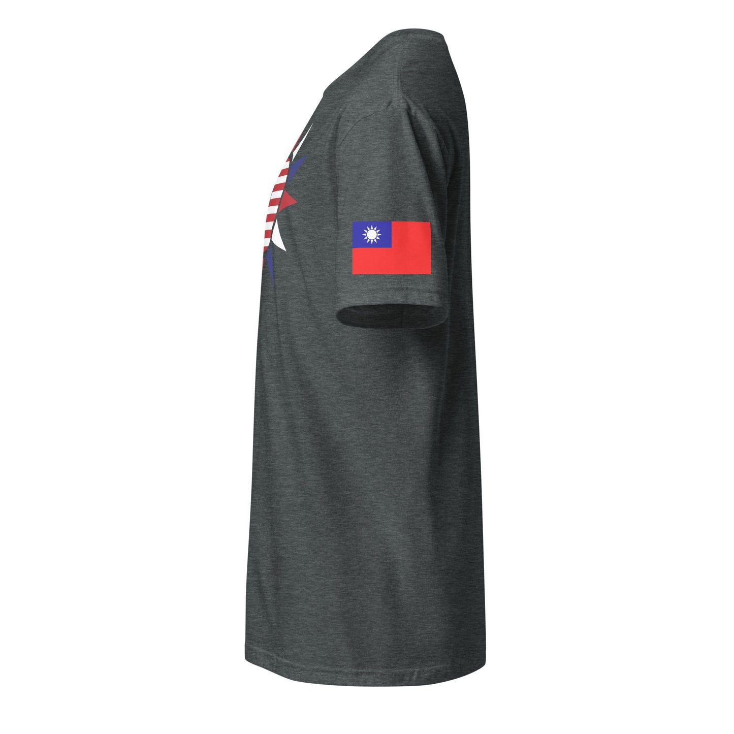 Taiwanese American dark grey heather t-shirt rwb series stars forward left sleeve Taiwanese flag