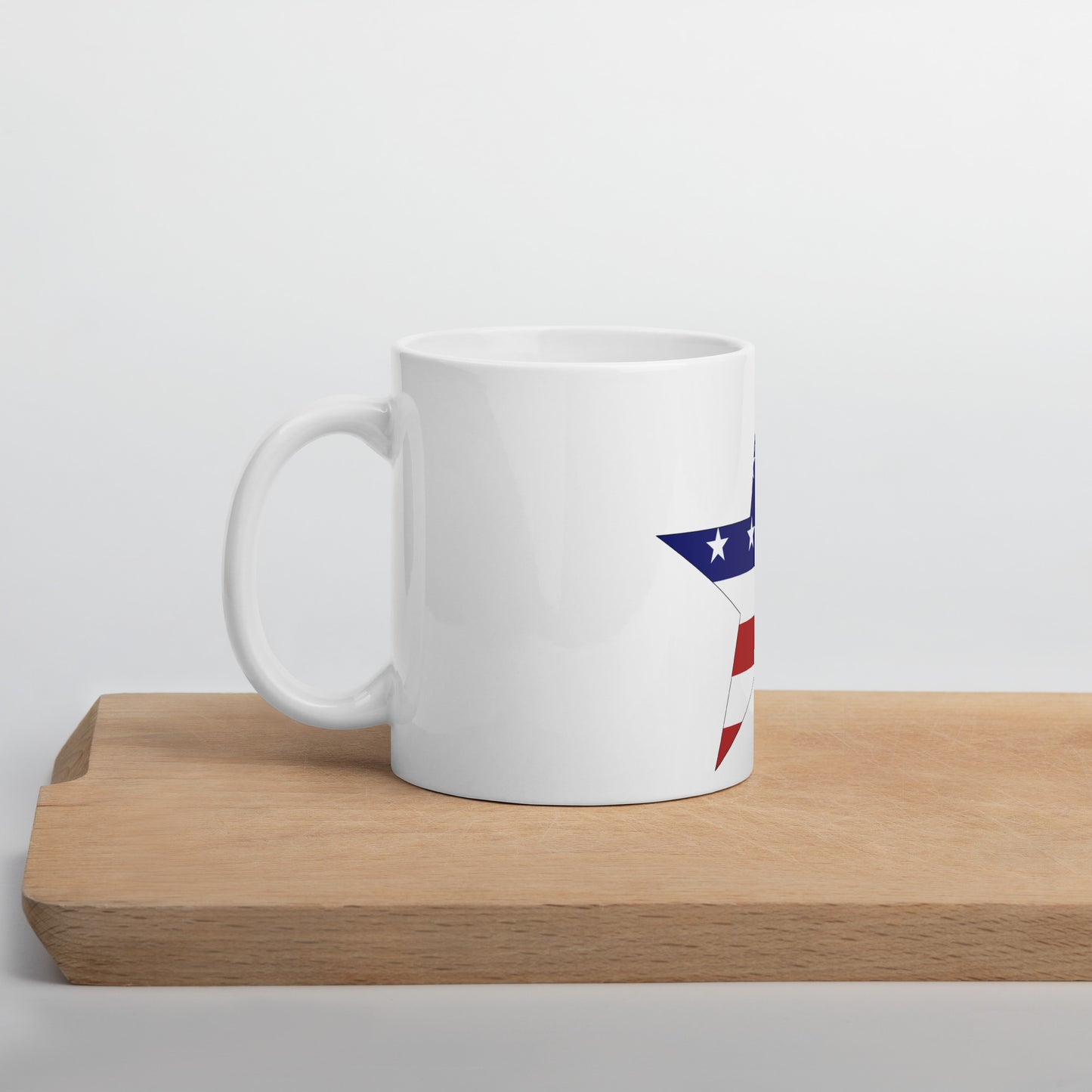 Vietnamese American 11oz white mug on wooden board