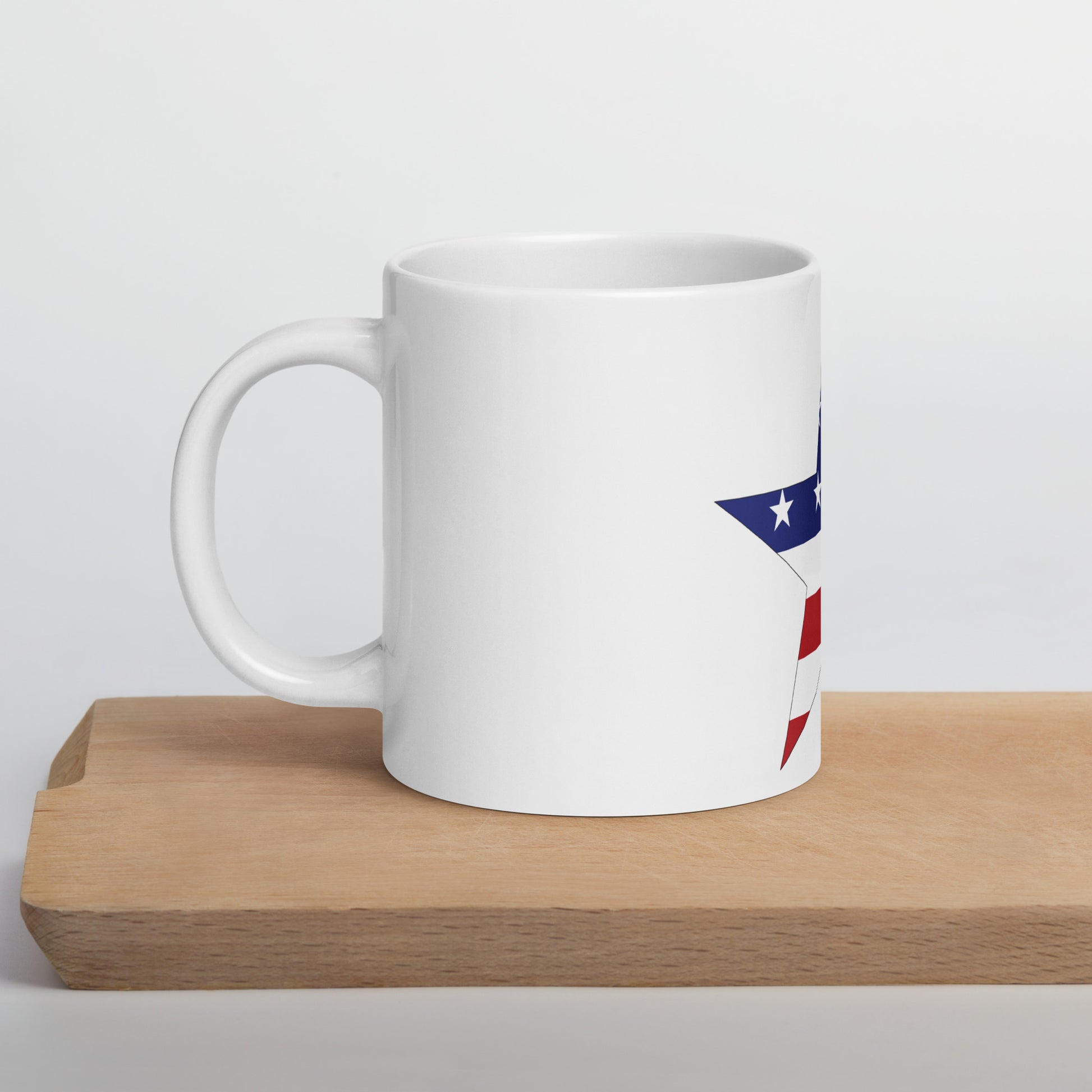 Vietnamese American 20oz white mug on wooden board