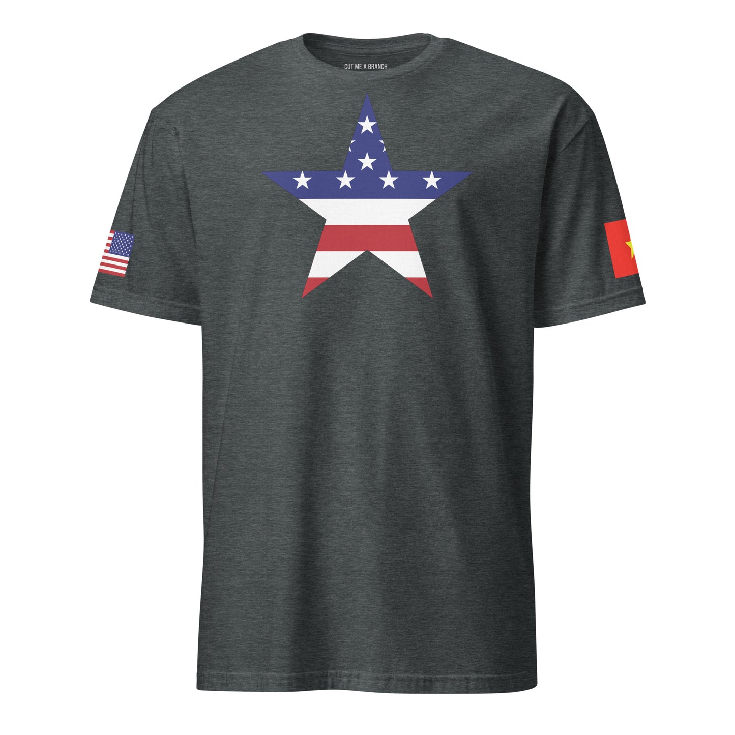 Vietnamese American dark grey heather t-shirt stars forward