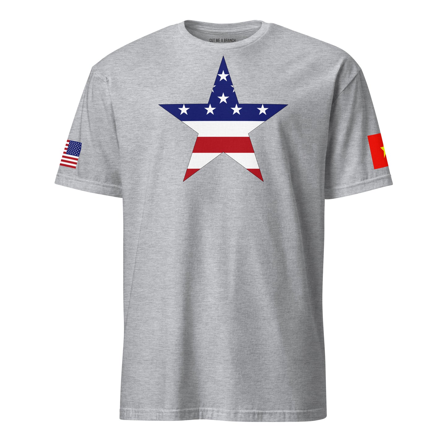 Vietnamese American light grey t-shirt stars forward