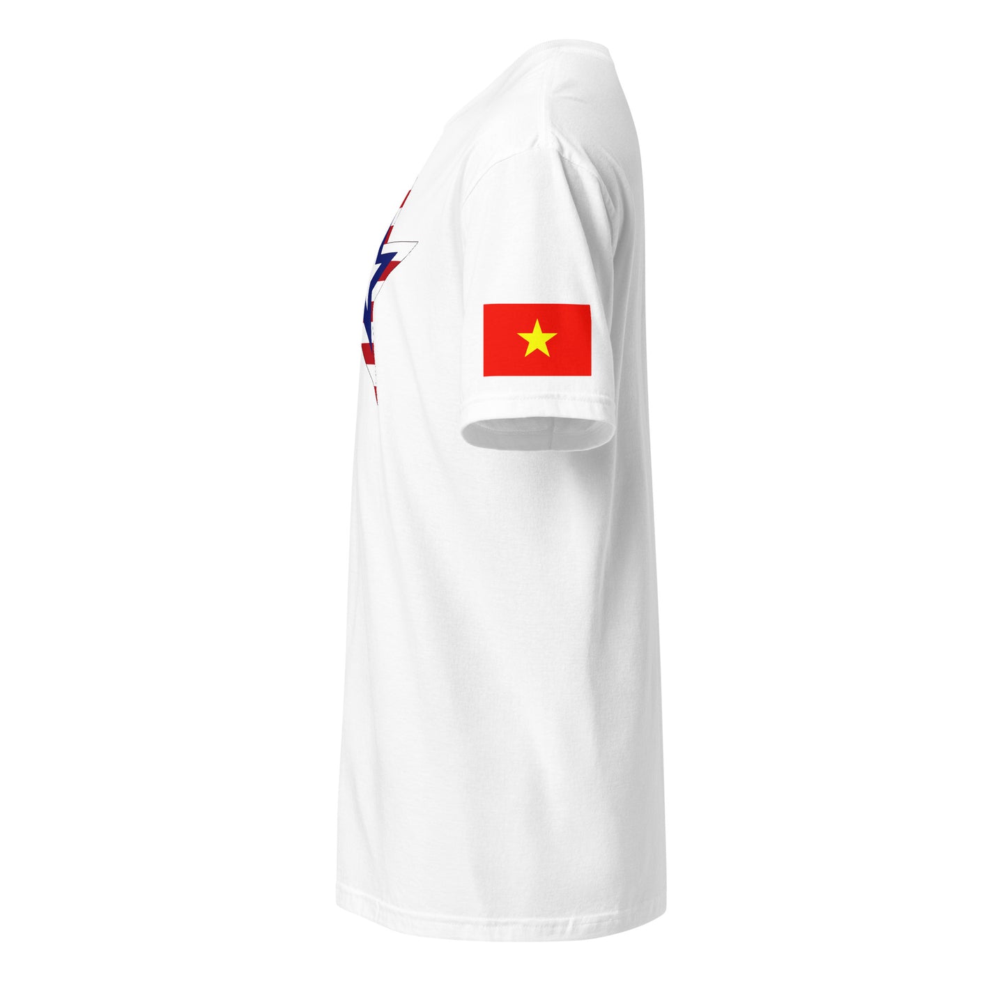 Vietnamese American white t-shirt rwb series stars forward left sleeve Vietnamese flag